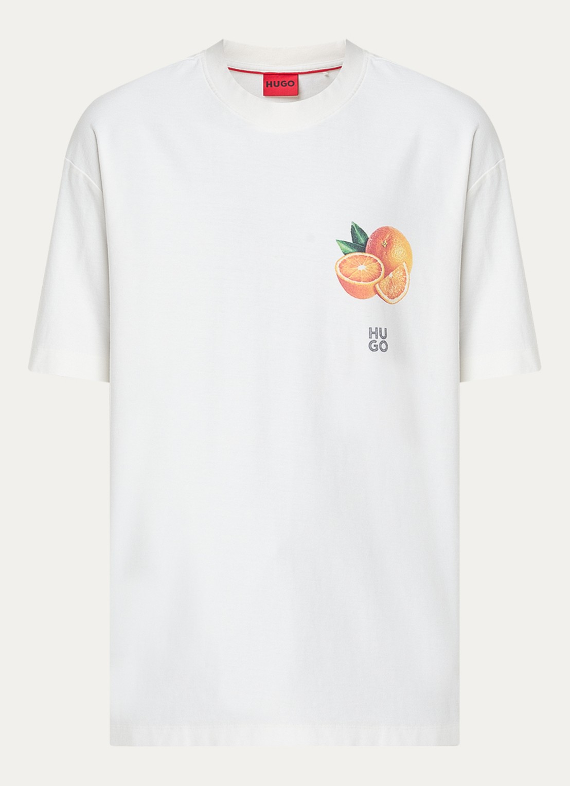 HUGO Dartiee T-shirt met front- en backprint - voorkant 2 gebroken wit