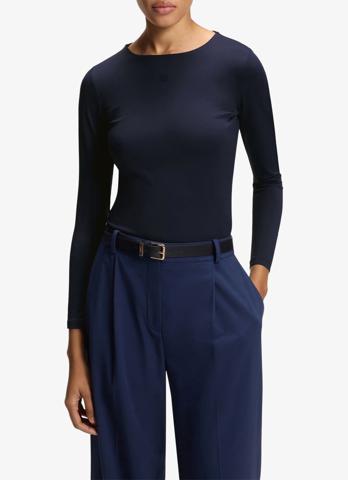 HUGO Dasaiia longsleeve met logo - detail 4 donkerblauw