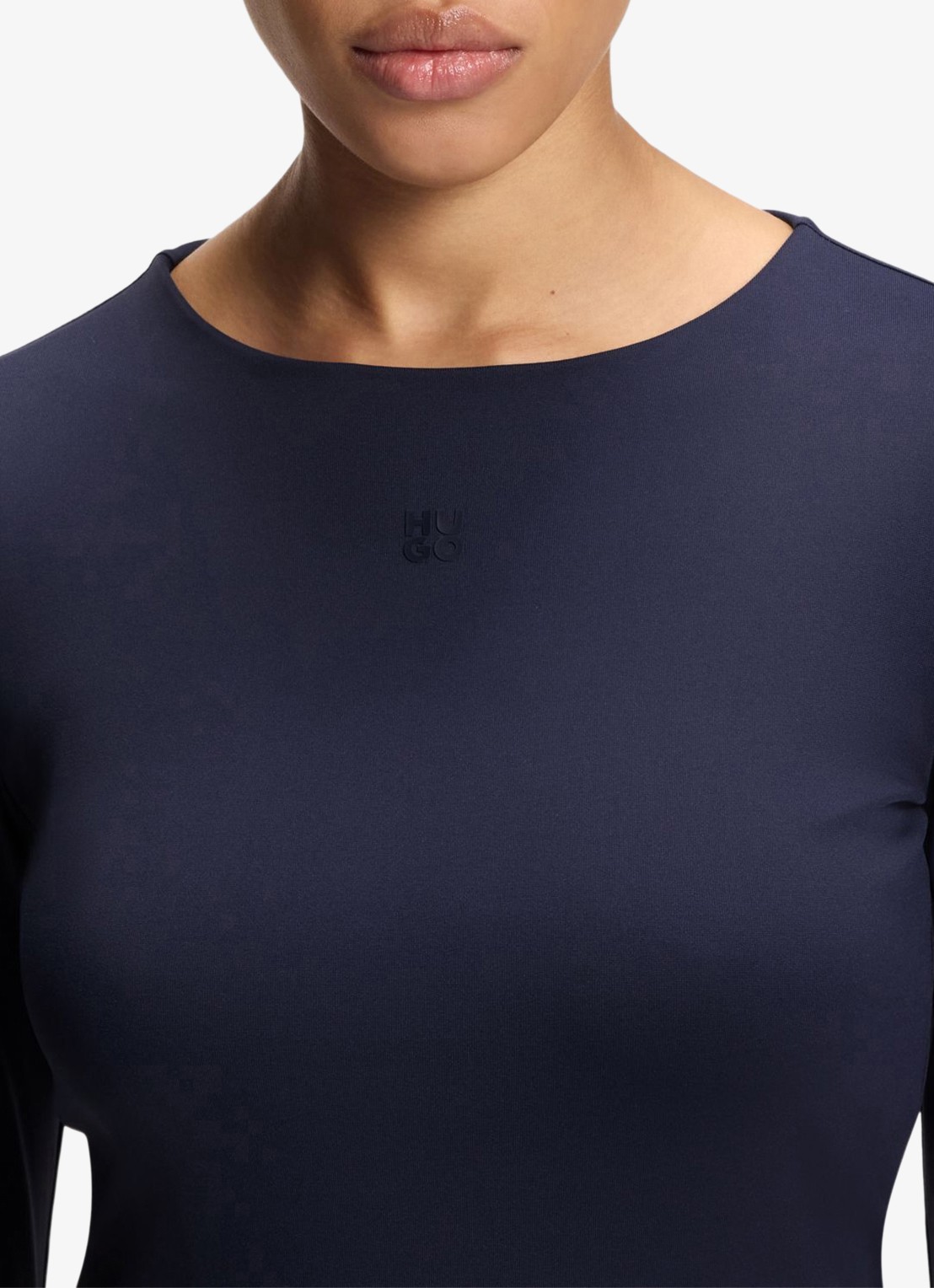 HUGO Dasaiia longsleeve met logo - detail 5 donkerblauw
