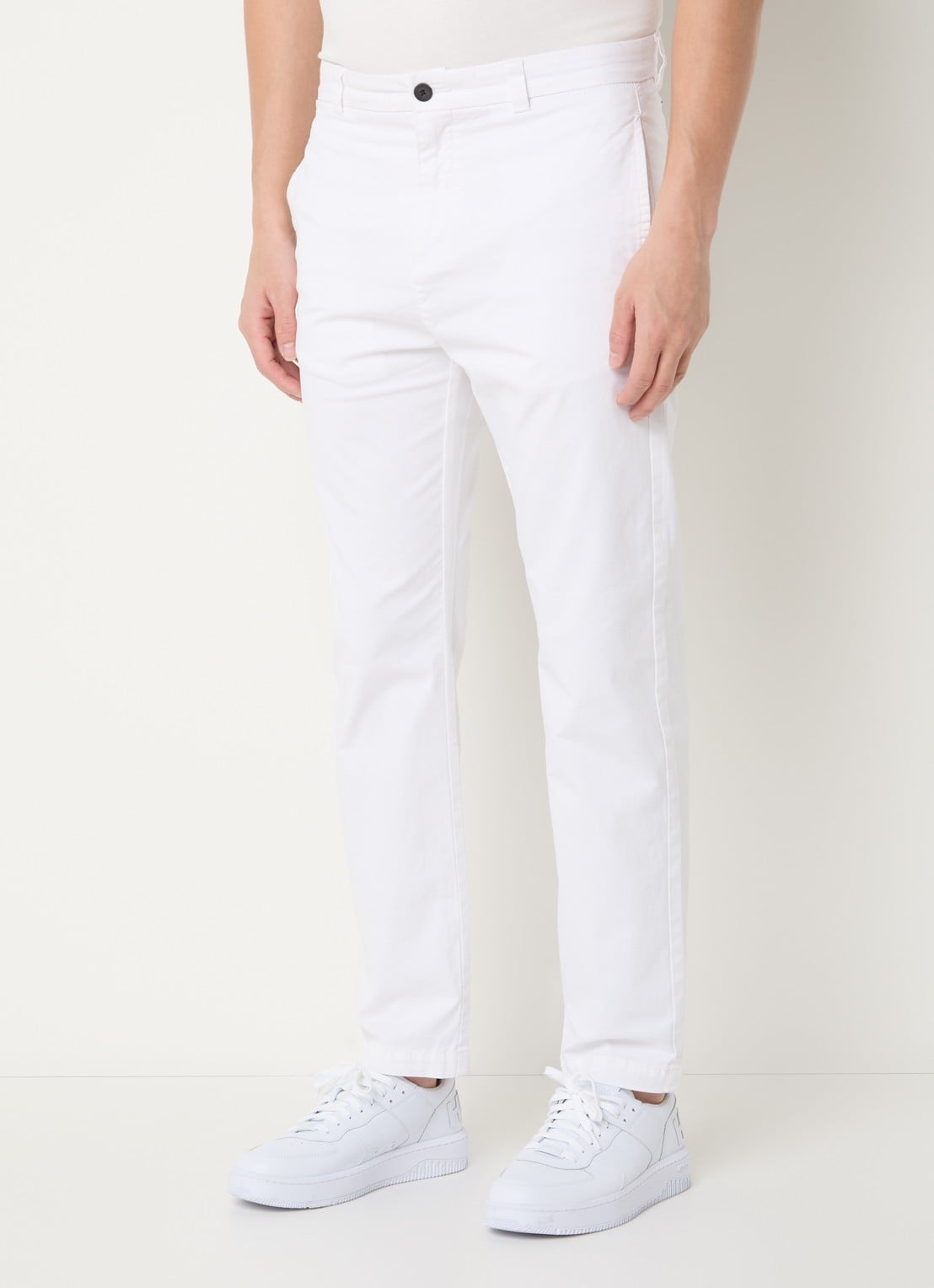 HUGO David slim fit chino met steekzakken - detail 4 wit