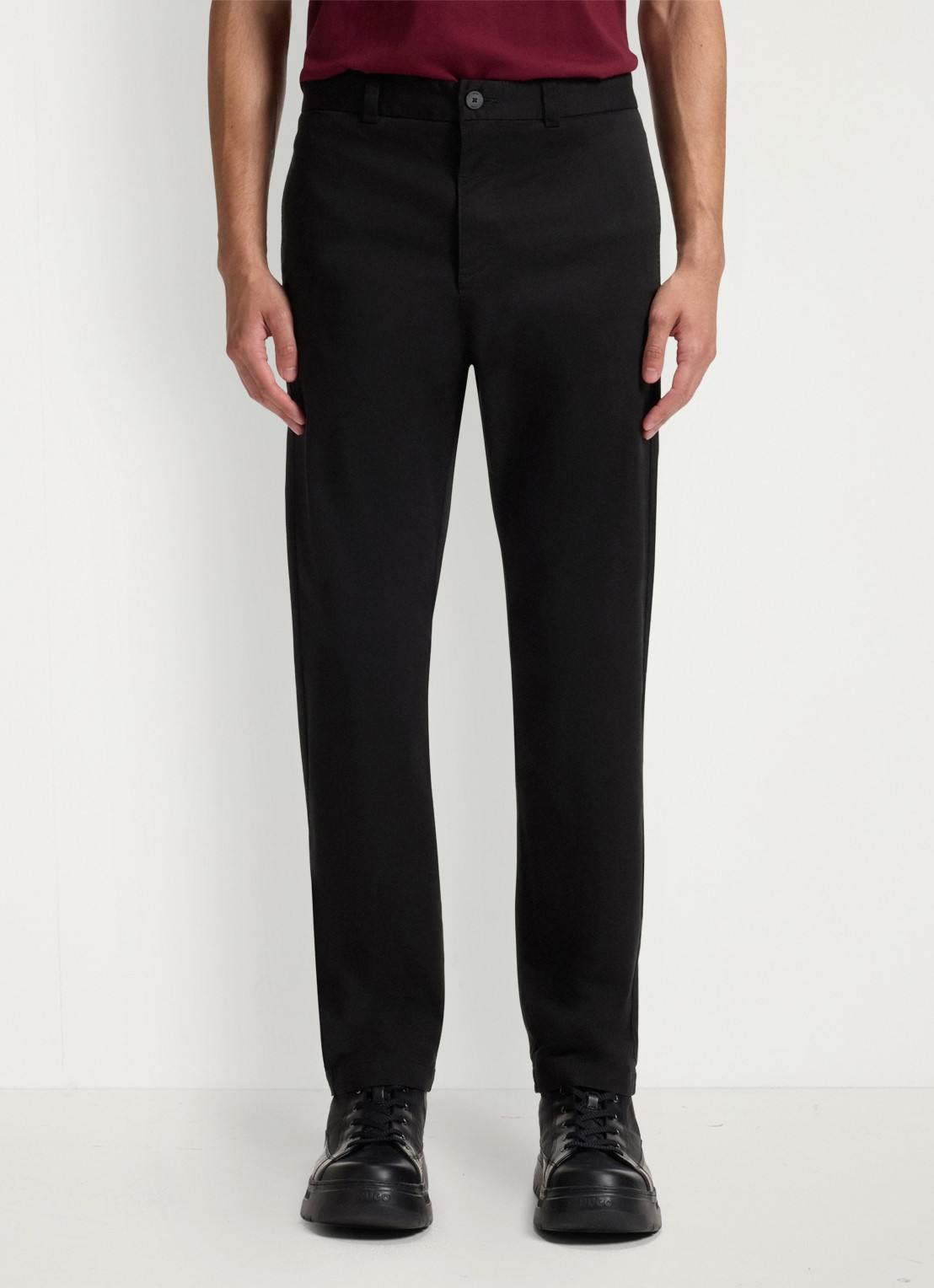 HUGO David slim fit chino met steekzakken - detail 4 black-001 / zwart