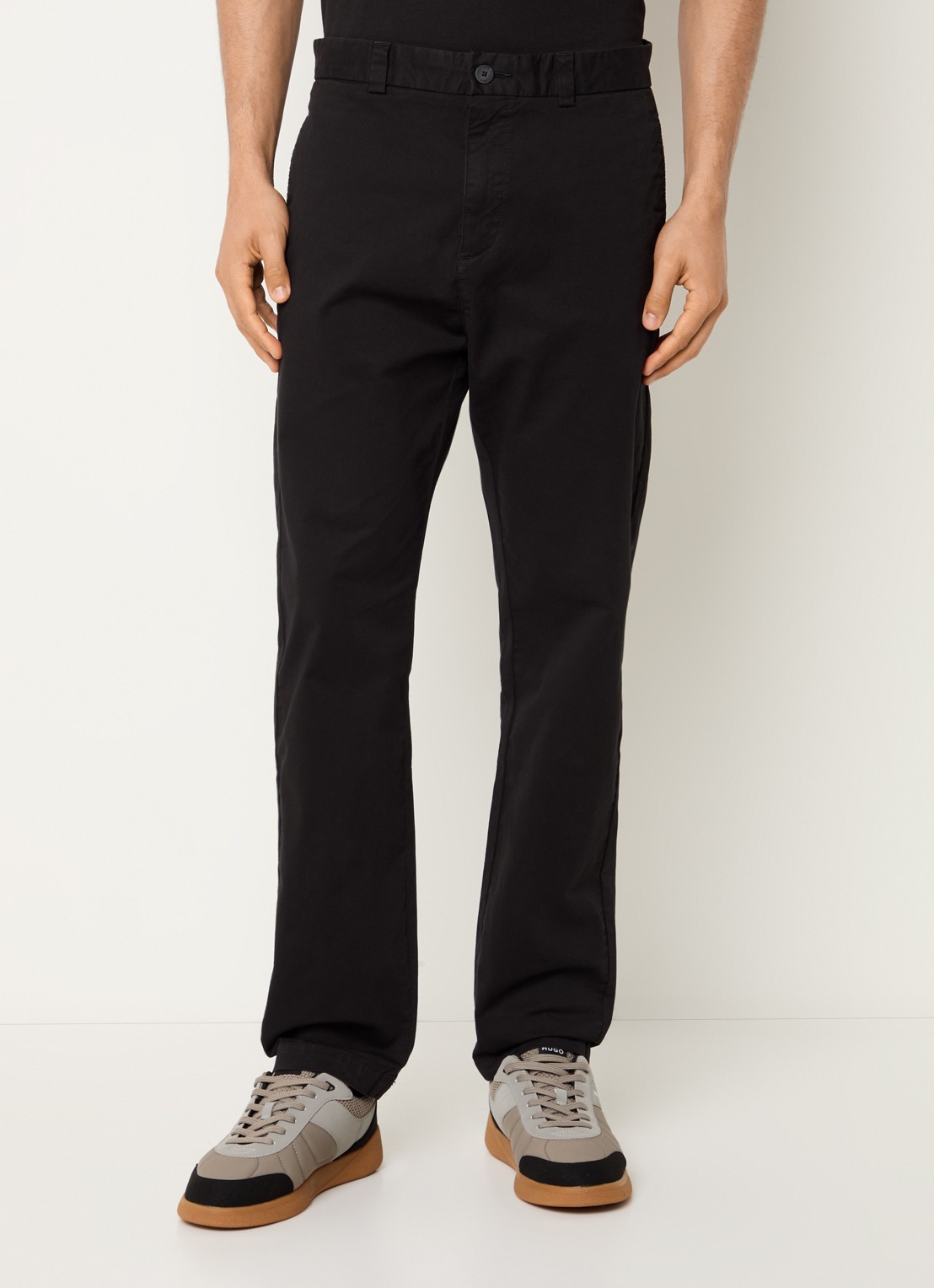 HUGO David slim fit chino met steekzakken - detail 7 black-001 / zwart