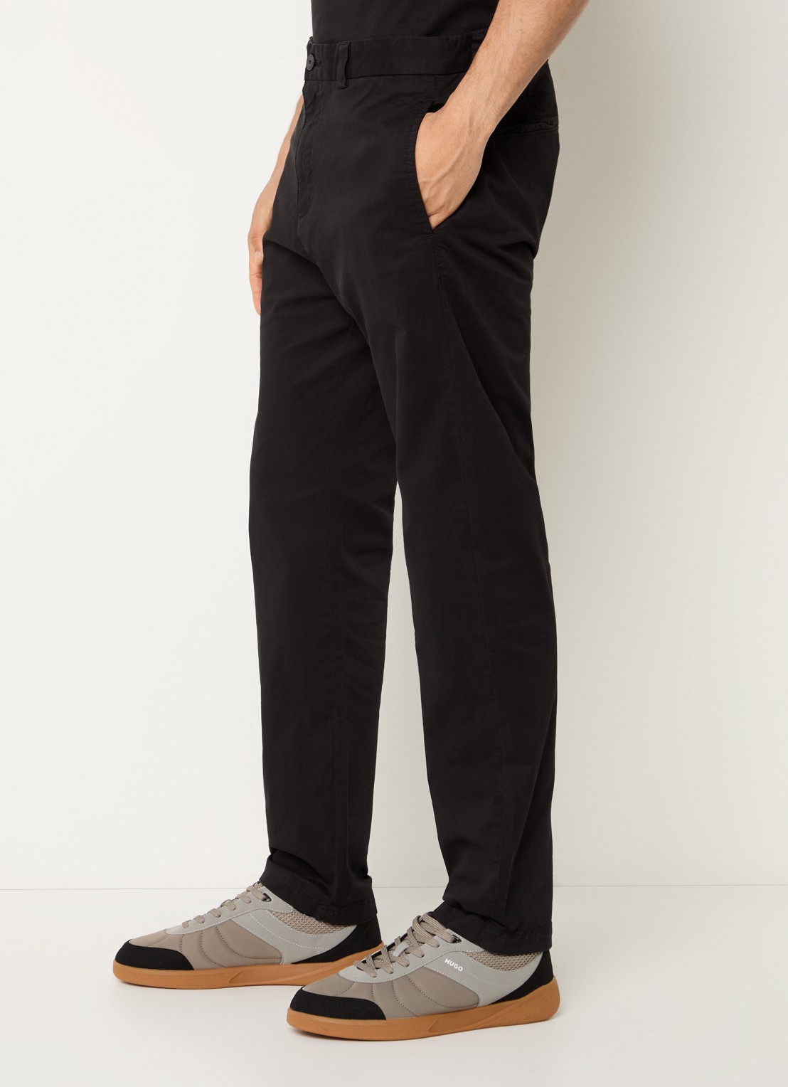 HUGO David slim fit chino met steekzakken - detail 8 black-001 / zwart
