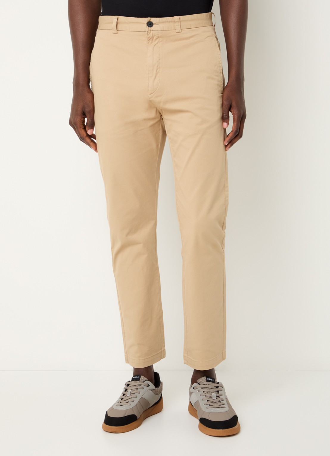 HUGO David slim fit chino met steekzakken - detail medium beige-269 / beige