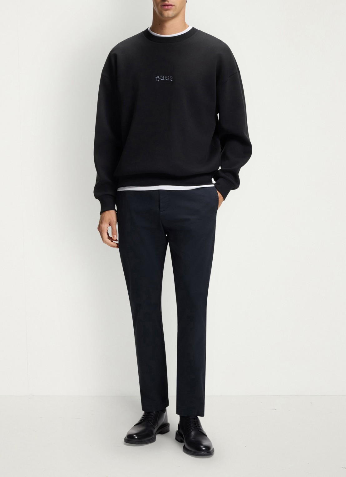 HUGO David slim fit chino met steekzakken - voorkant 2 dark blue-405 / blauw