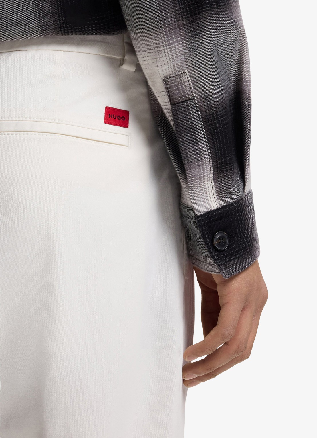 HUGO David slim fit chino met steekzakken - detail 5 natural-102 / wit