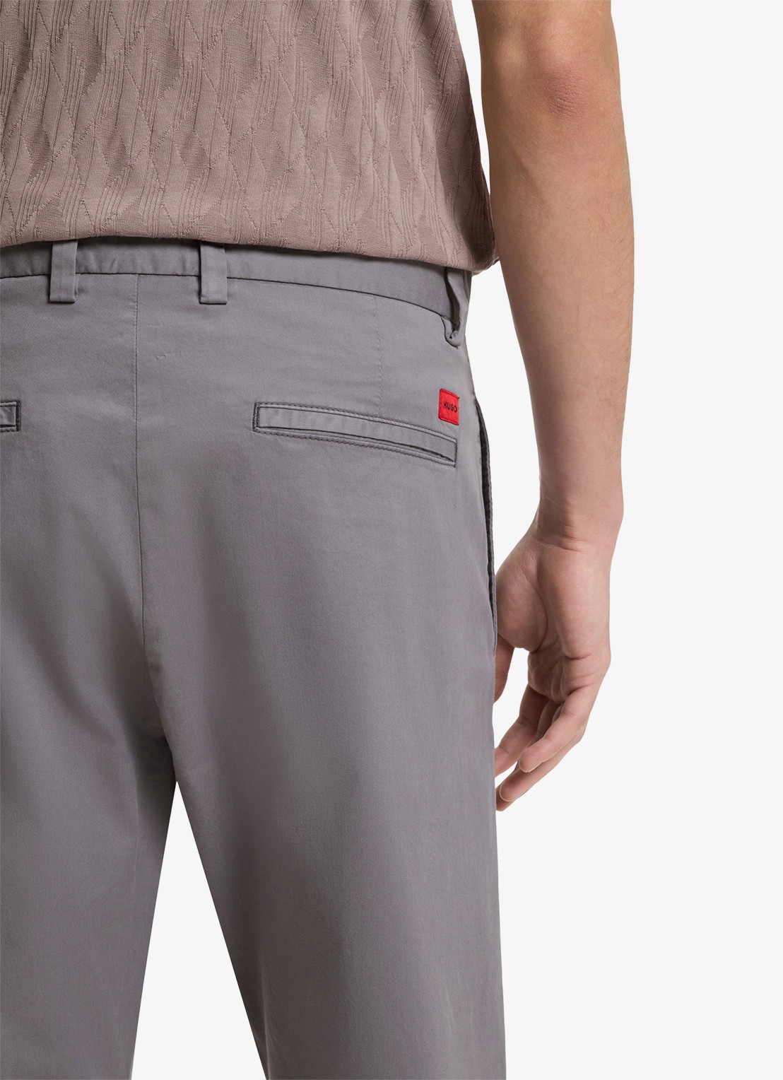 HUGO David slim fit chino met steekzakken - detail 5 dark grey-025 / grijs