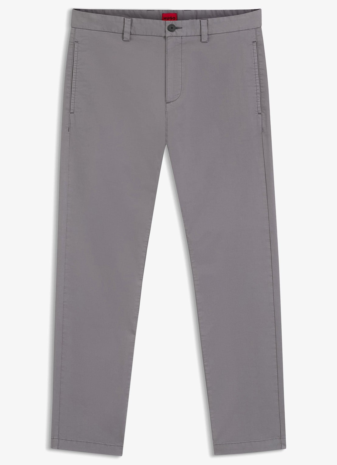 HUGO David slim fit chino met steekzakken - voorkant 2 dark grey-025 / grijs