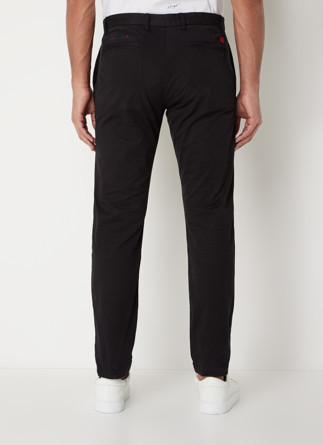 HUGO David slim fit chino met stretch - achterkant 3 zwart