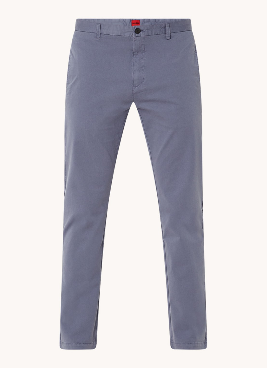 HUGO David slim fit chino met stretch - voorkant 4 staalblauw