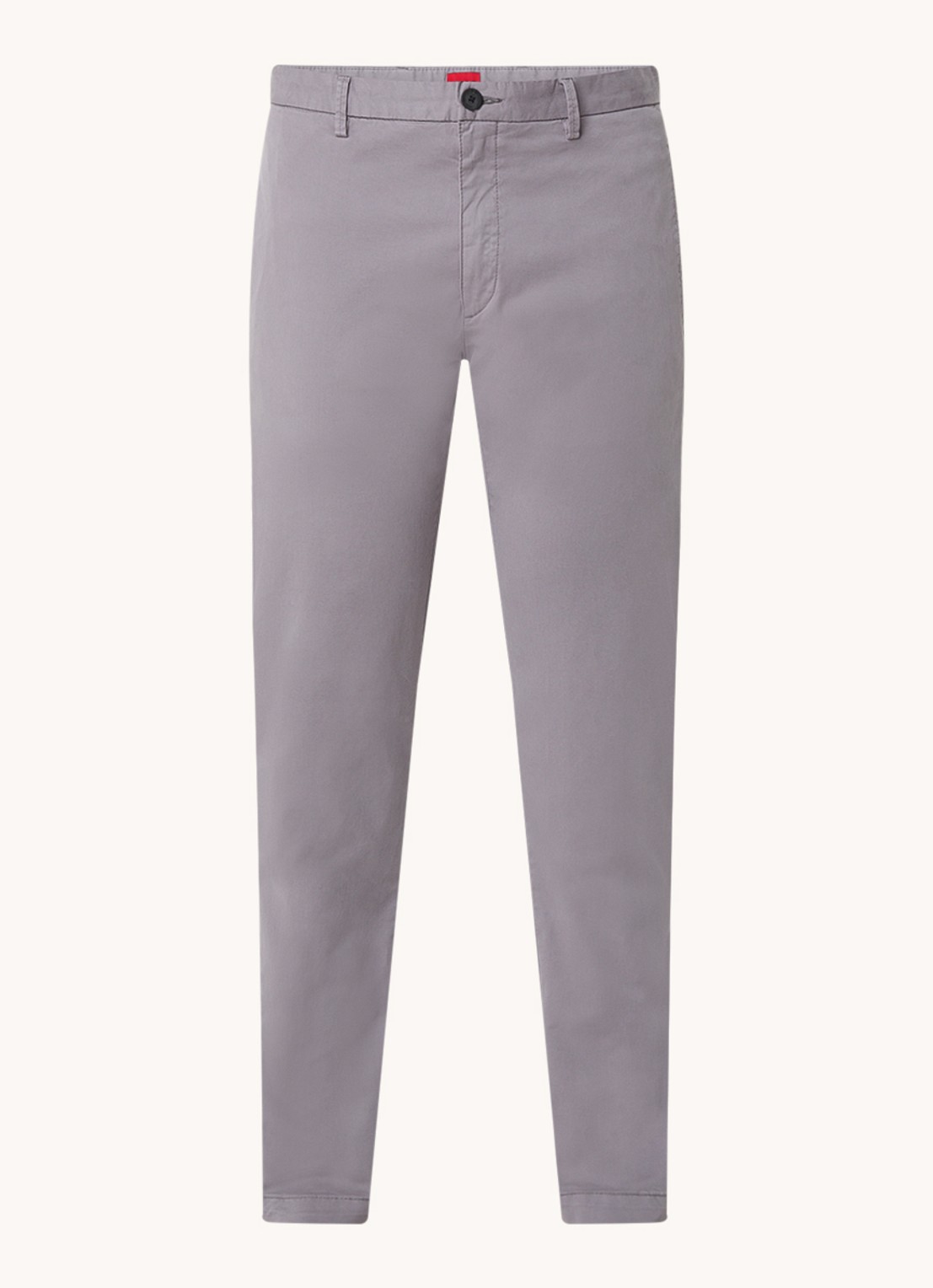 HUGO David slim fit chino met stretch - voorkant grijs