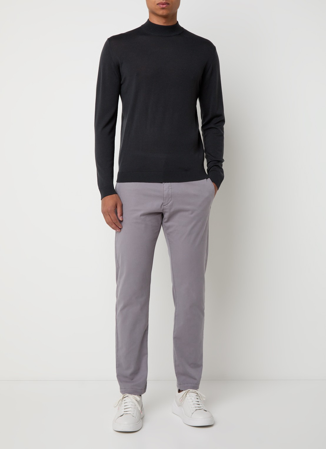 HUGO David slim fit chino met stretch - voorkant 2 grijs
