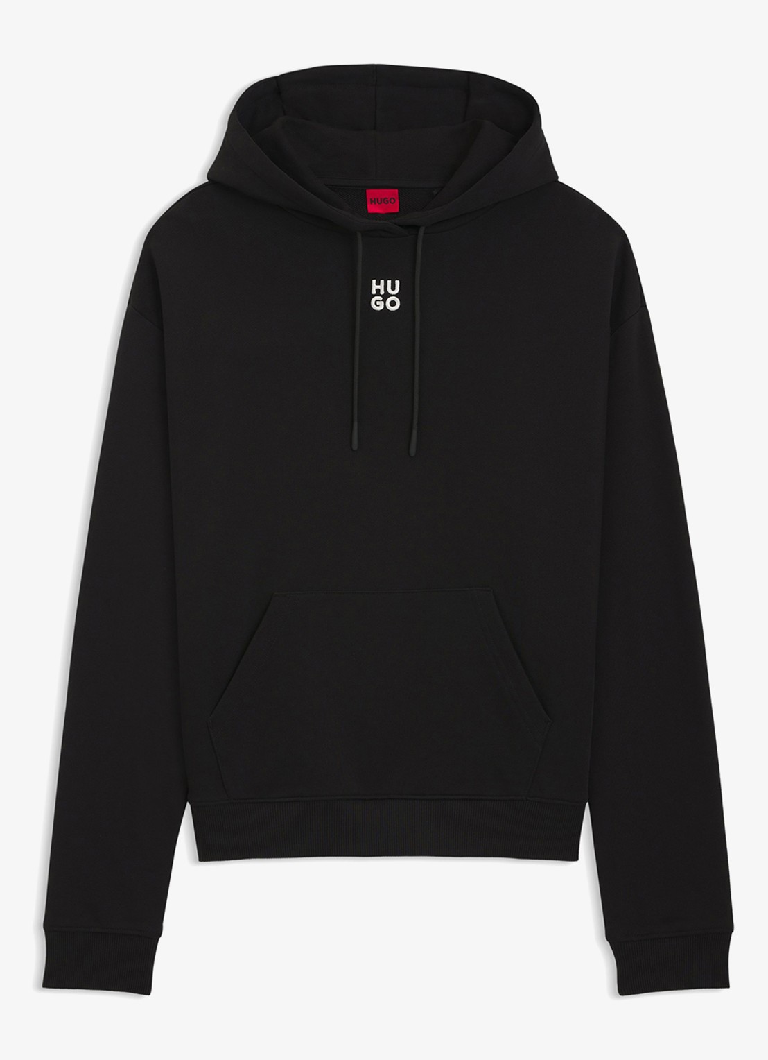 HUGO Delfinia hoodie met logoborduring - voorkant 4 zwart
