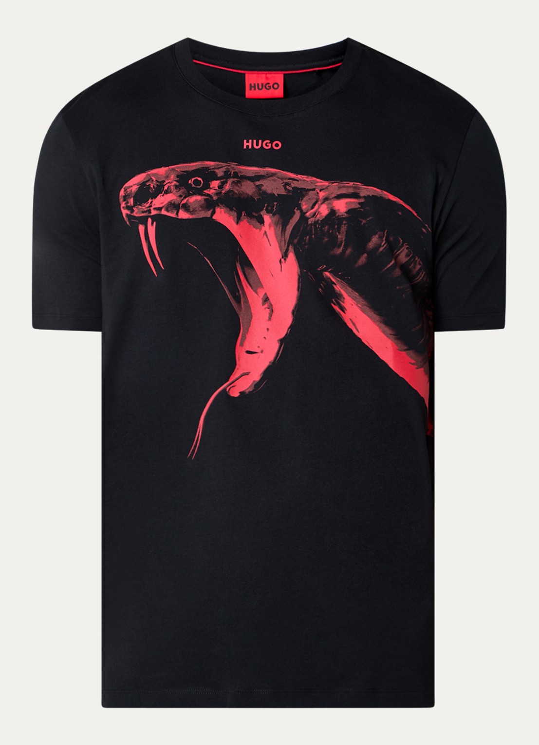 HUGO Dikobra T-shirt met print - voorkant 3 zwart