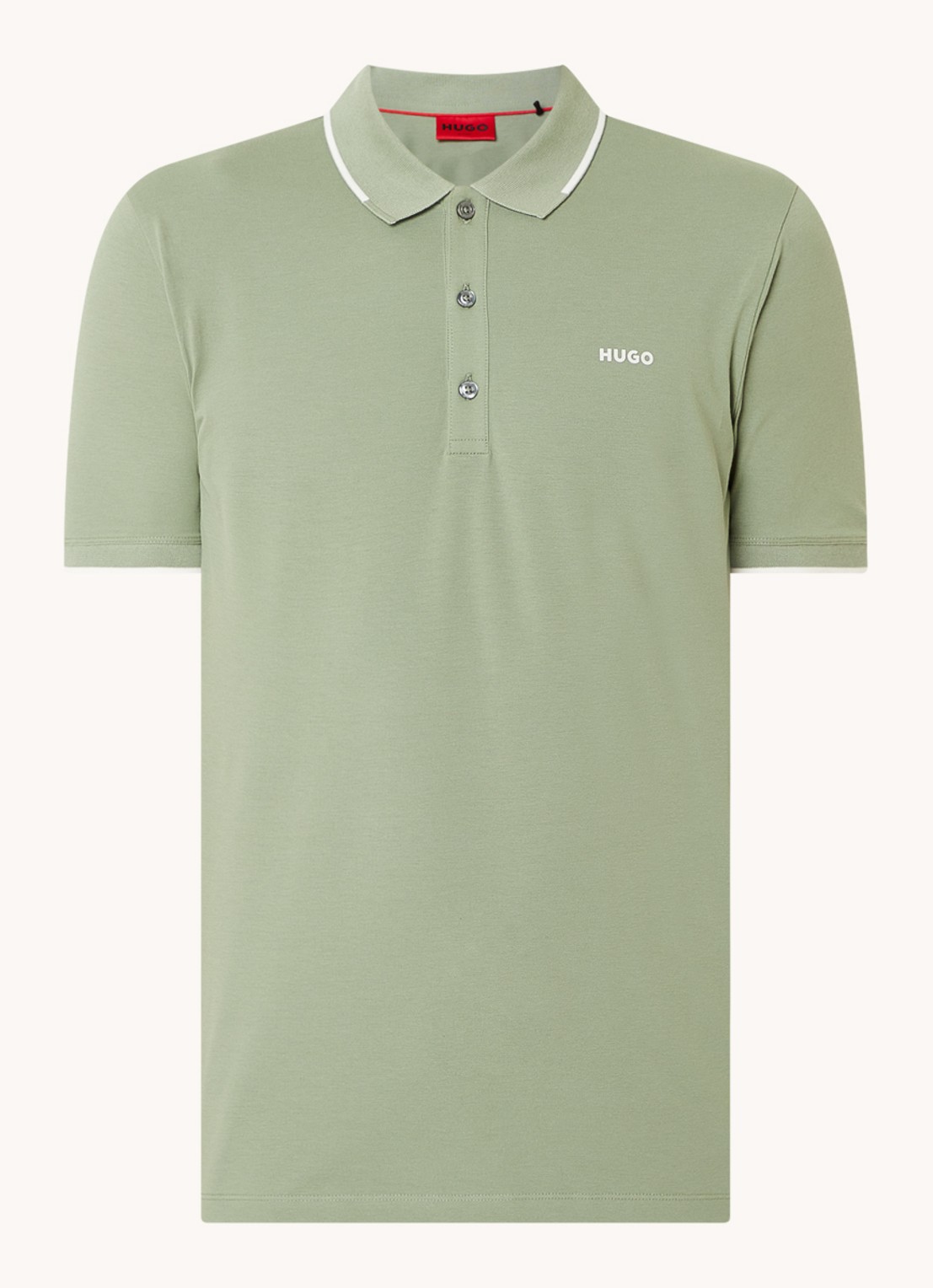 HUGO Dinoso slim fit polo van piqué katoen met logo - voorkant 2 lindegroen