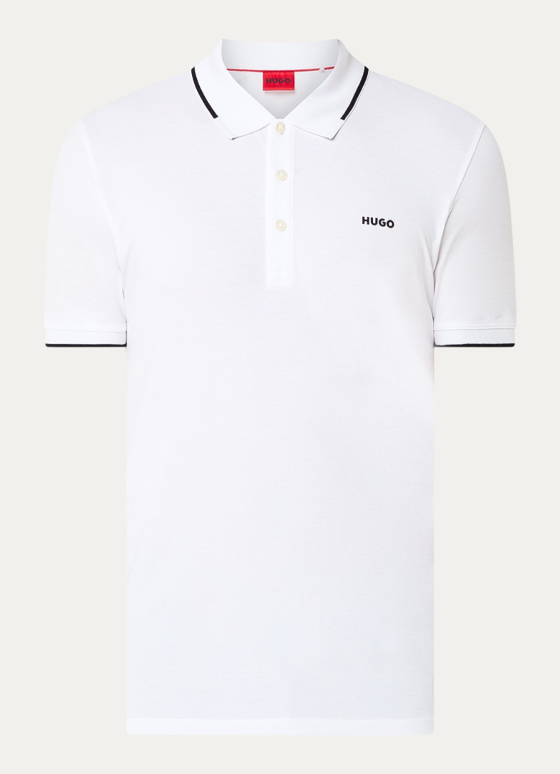 HUGO Dinoso slim fit polo van piqué katoen met logo - voorkant 3 wit