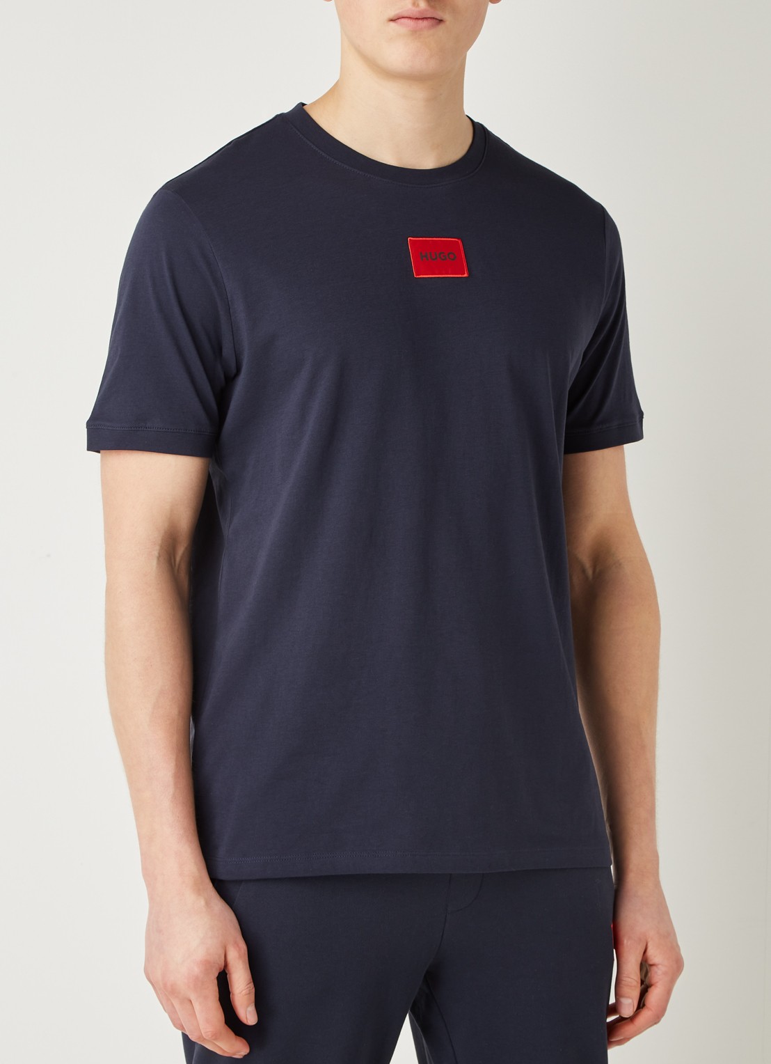 HUGO Diragolino T-shirt met logo - detail 4 donkerblauw