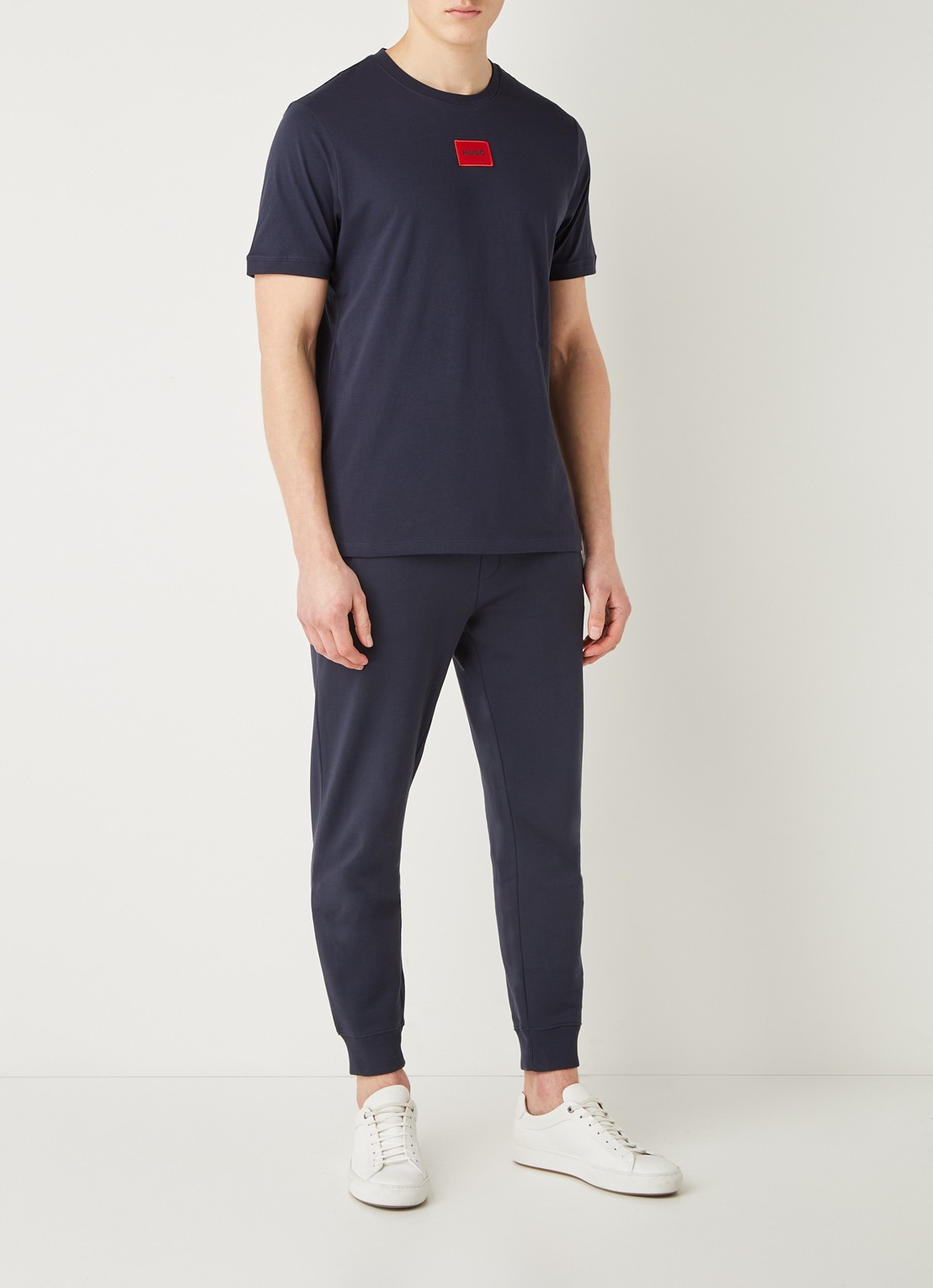 HUGO Diragolino T-shirt met logo - voorkant 3 donkerblauw