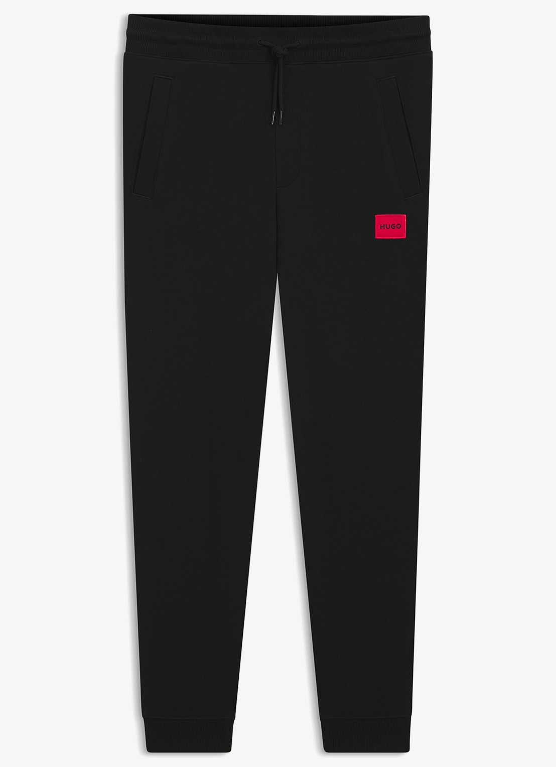 HUGO Doak tapered fit joggingbroek met logo - voorkant 3 zwart