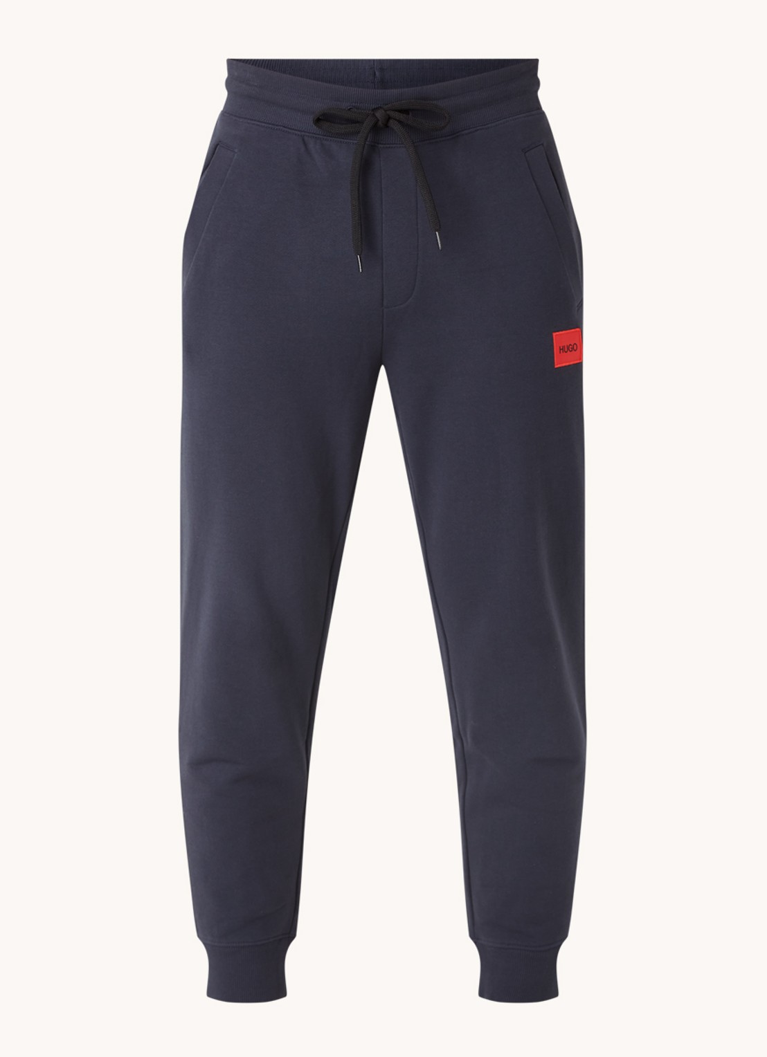HUGO Doak tapered fit joggingbroek met logo - voorkant 4 donkerblauw
