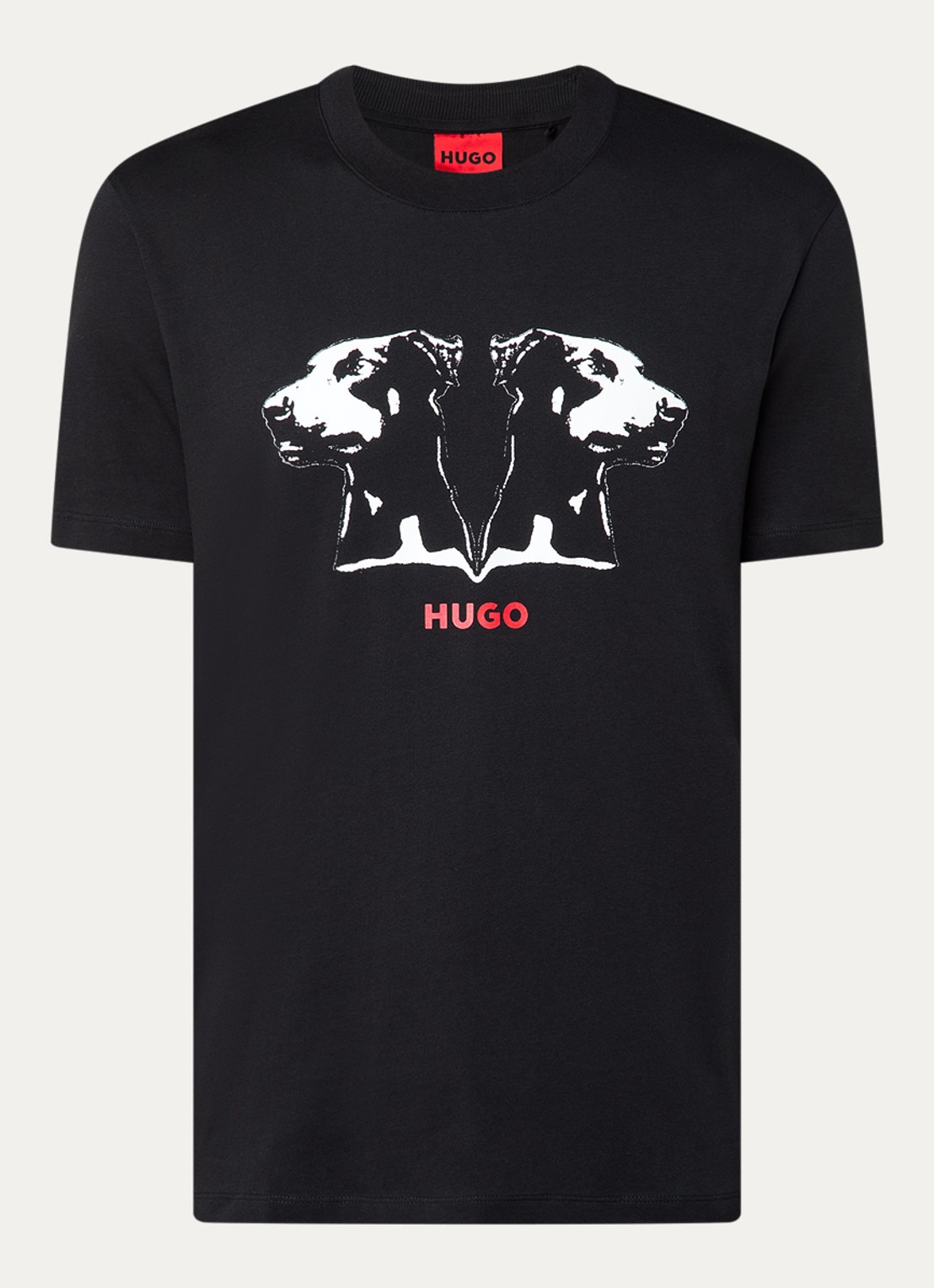 HUGO Dobero T-shirt met logoprint - voorkant zwart