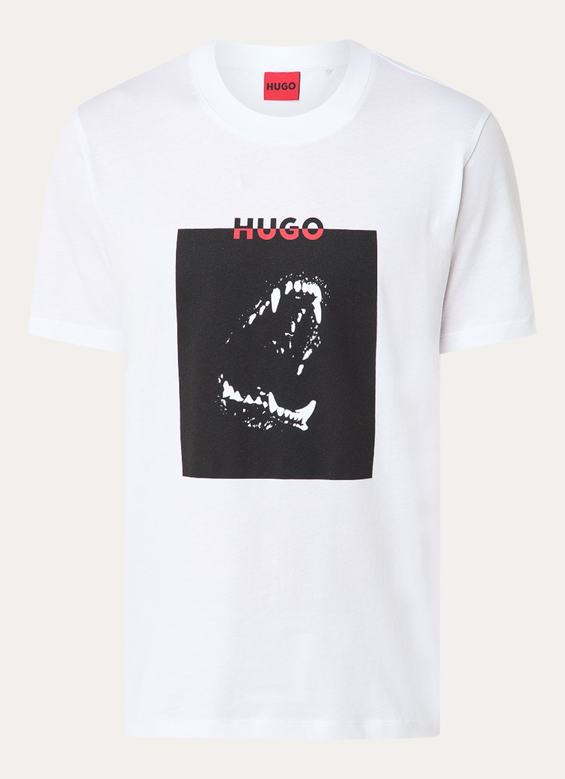 HUGO Dobero T-shirt met logoprint - voorkant 2 wit