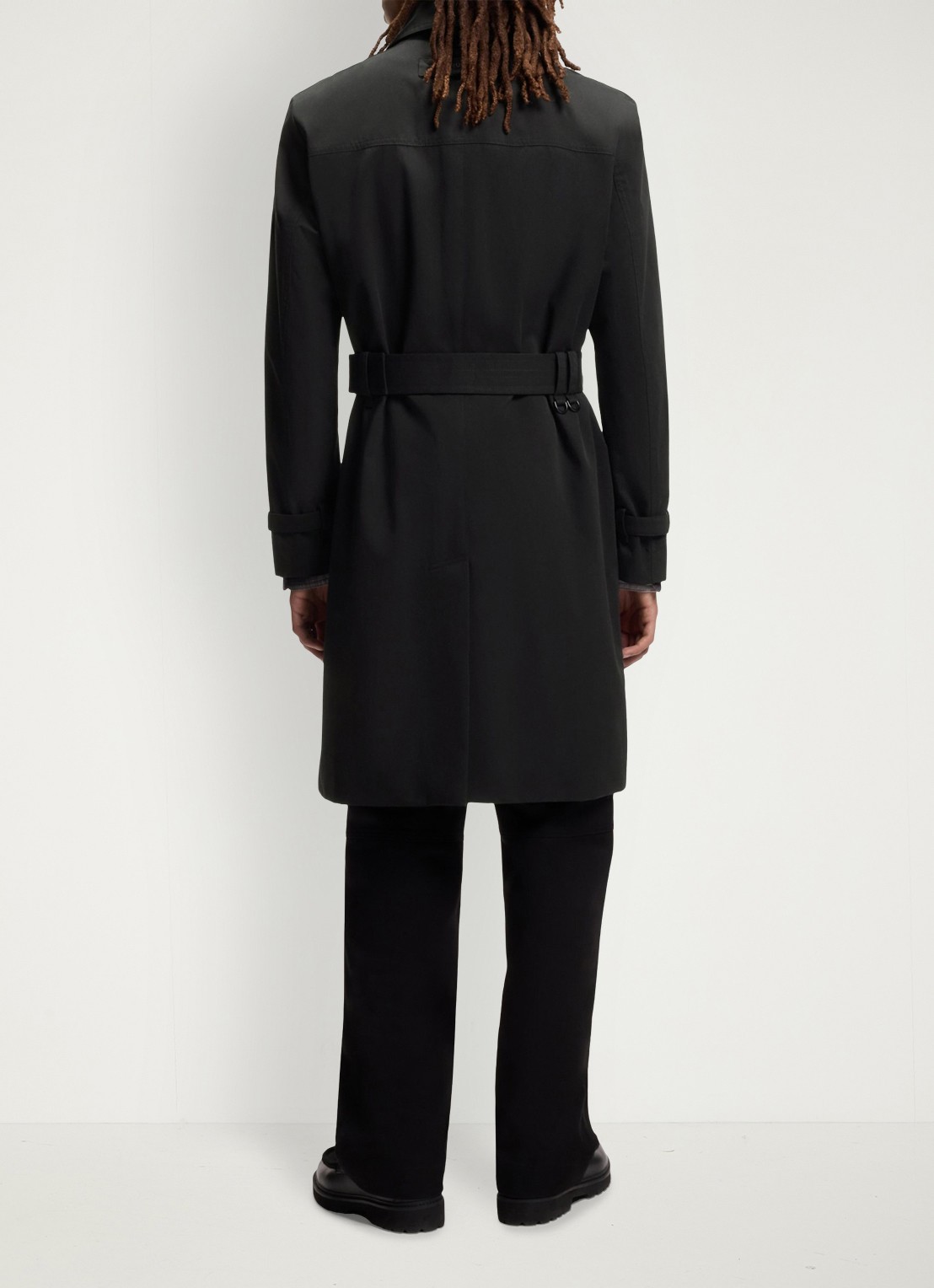 HUGO Double-breasted trenchcoat met strikceintuur - achterkant 3 zwart