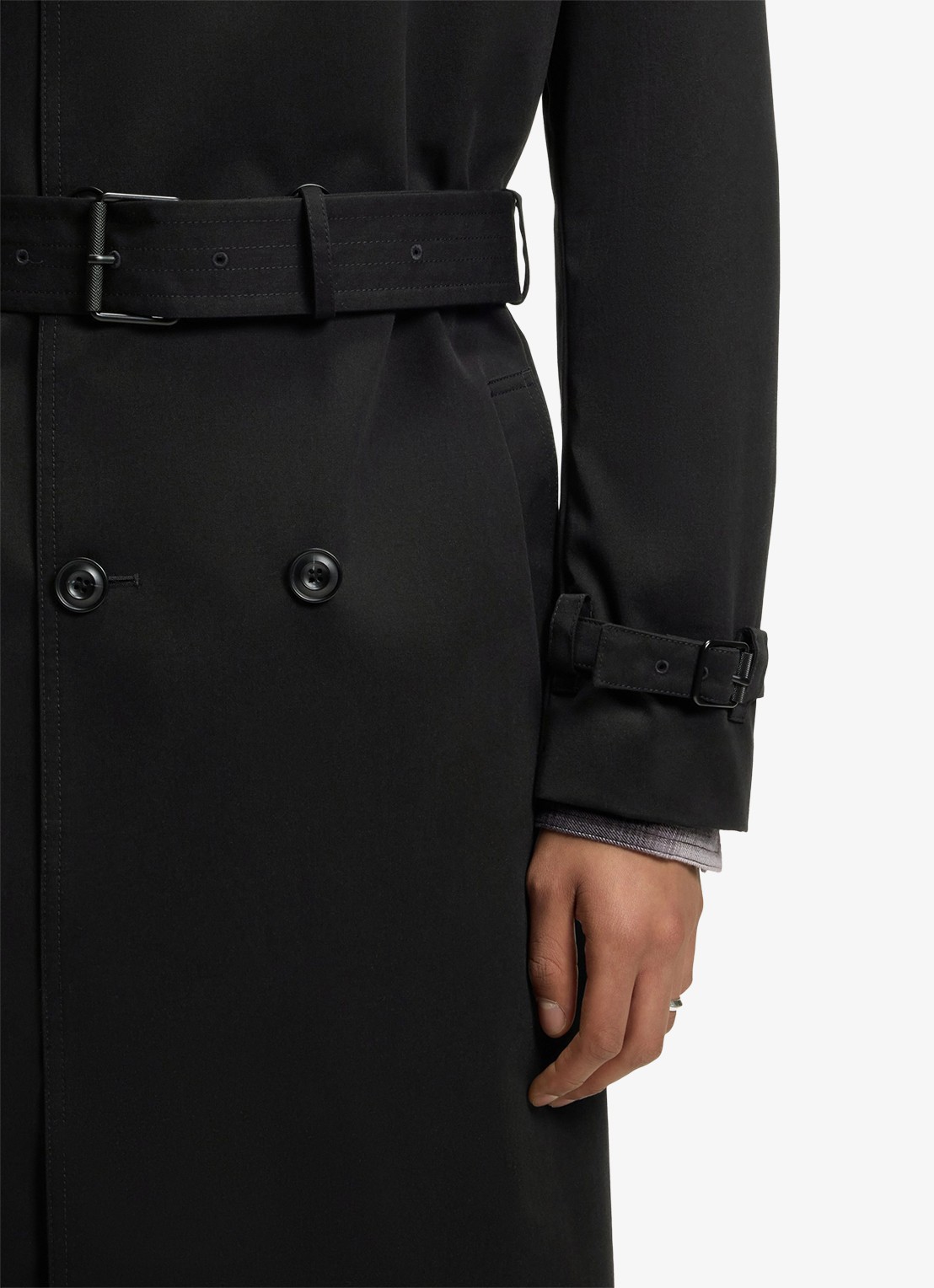 HUGO Double-breasted trenchcoat met strikceintuur - detail 6 zwart