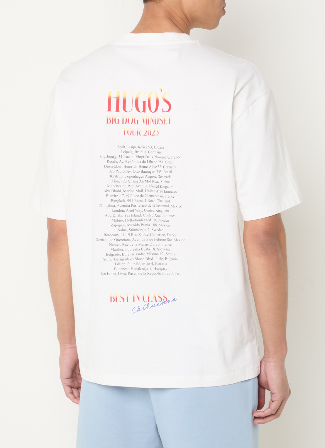 HUGO Dugie T-shirt met logo- en backprint - achterkant 4 wit