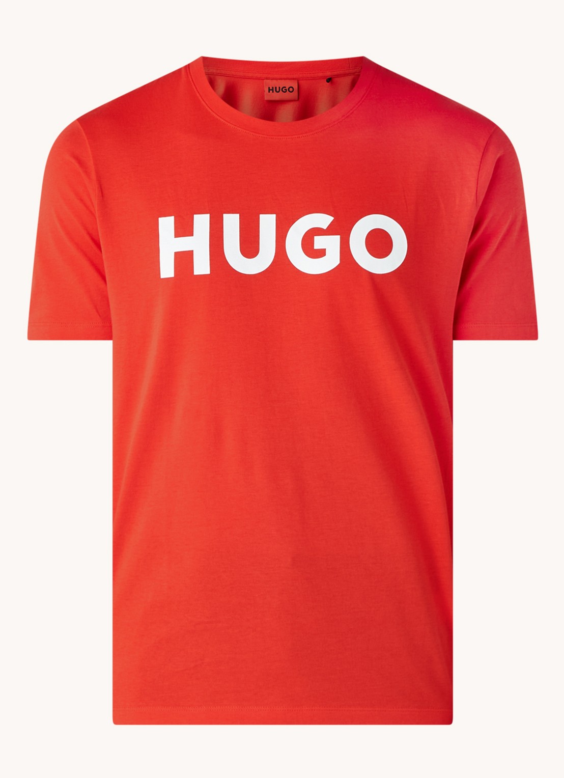 HUGO Dulivio T-shirt met logoprint  - voorkant steenrood