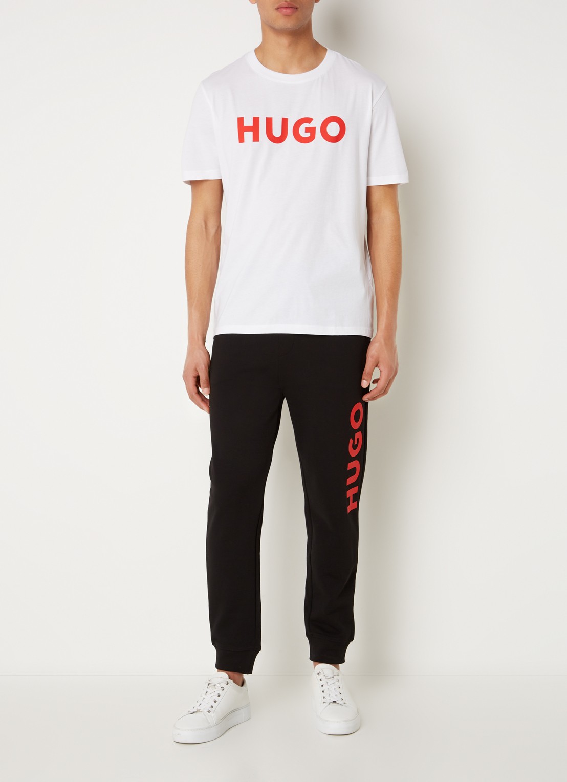 HUGO Dulivio T-shirt met logoprint  - voorkant 4 wit