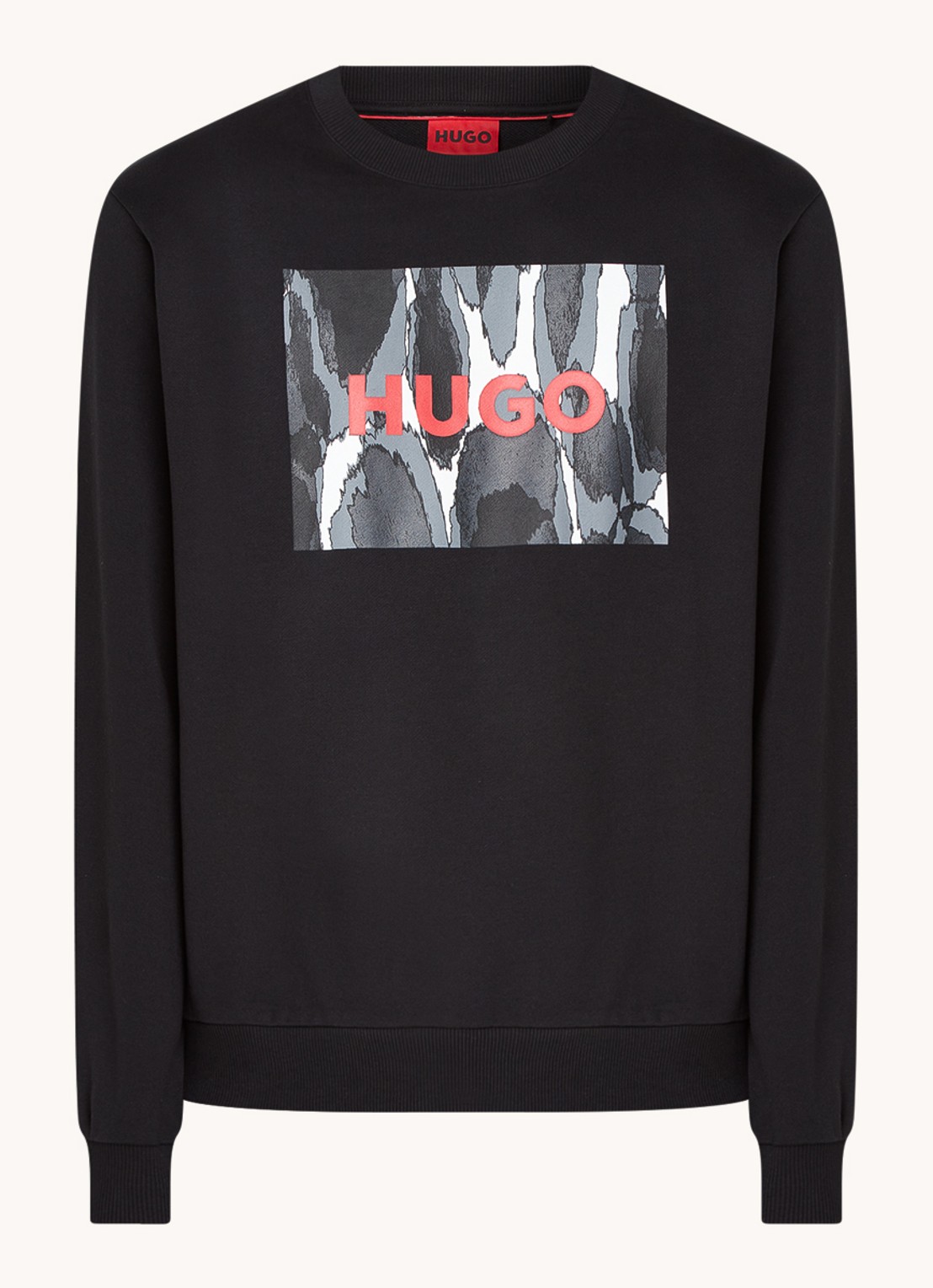 HUGO Duragol sweater met logoprint - voorkant zwart