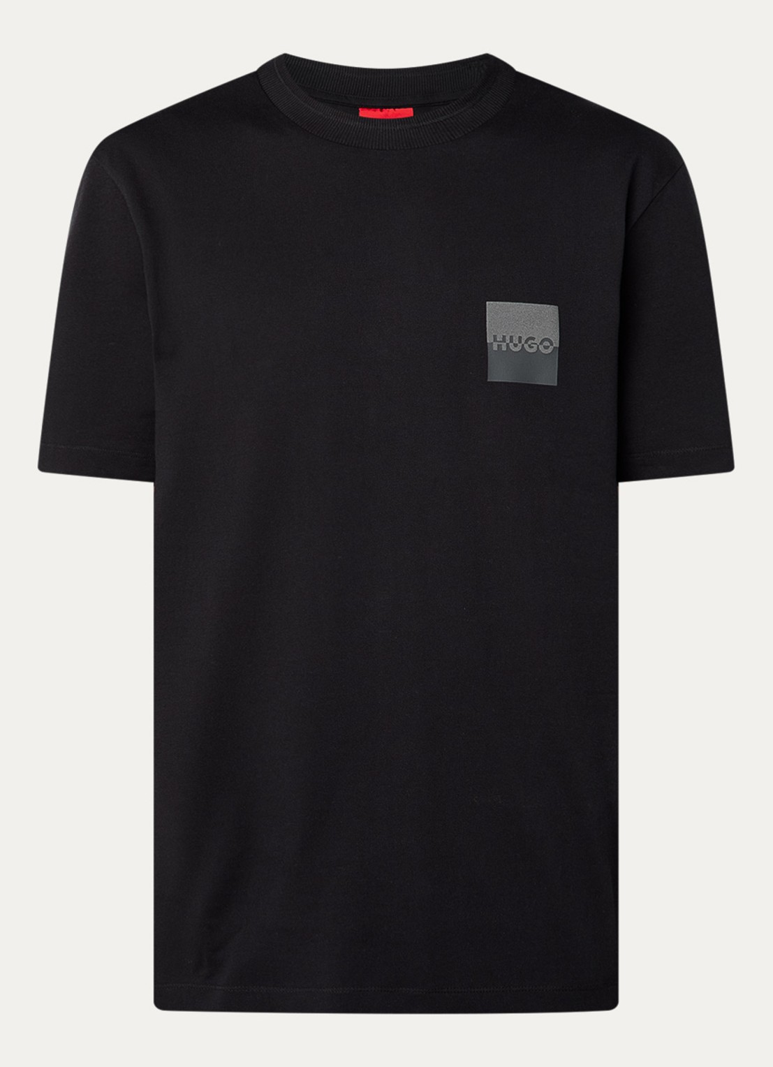 HUGO Dusplito T-shirt met logo- en backprint - voorkant 3 zwart