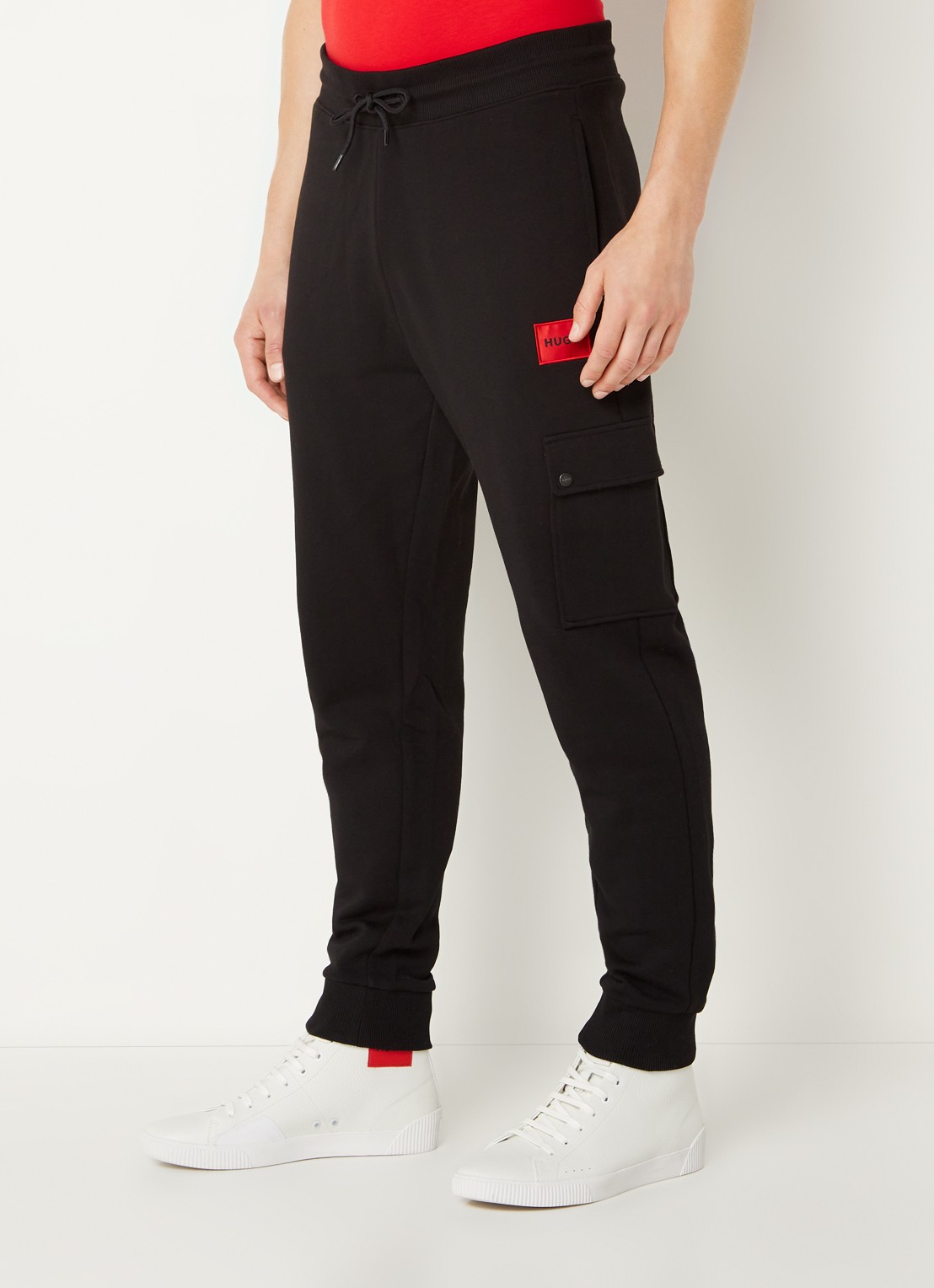 HUGO Dwellrom slim fit joggingbroek met klepzak - detail 4 zwart