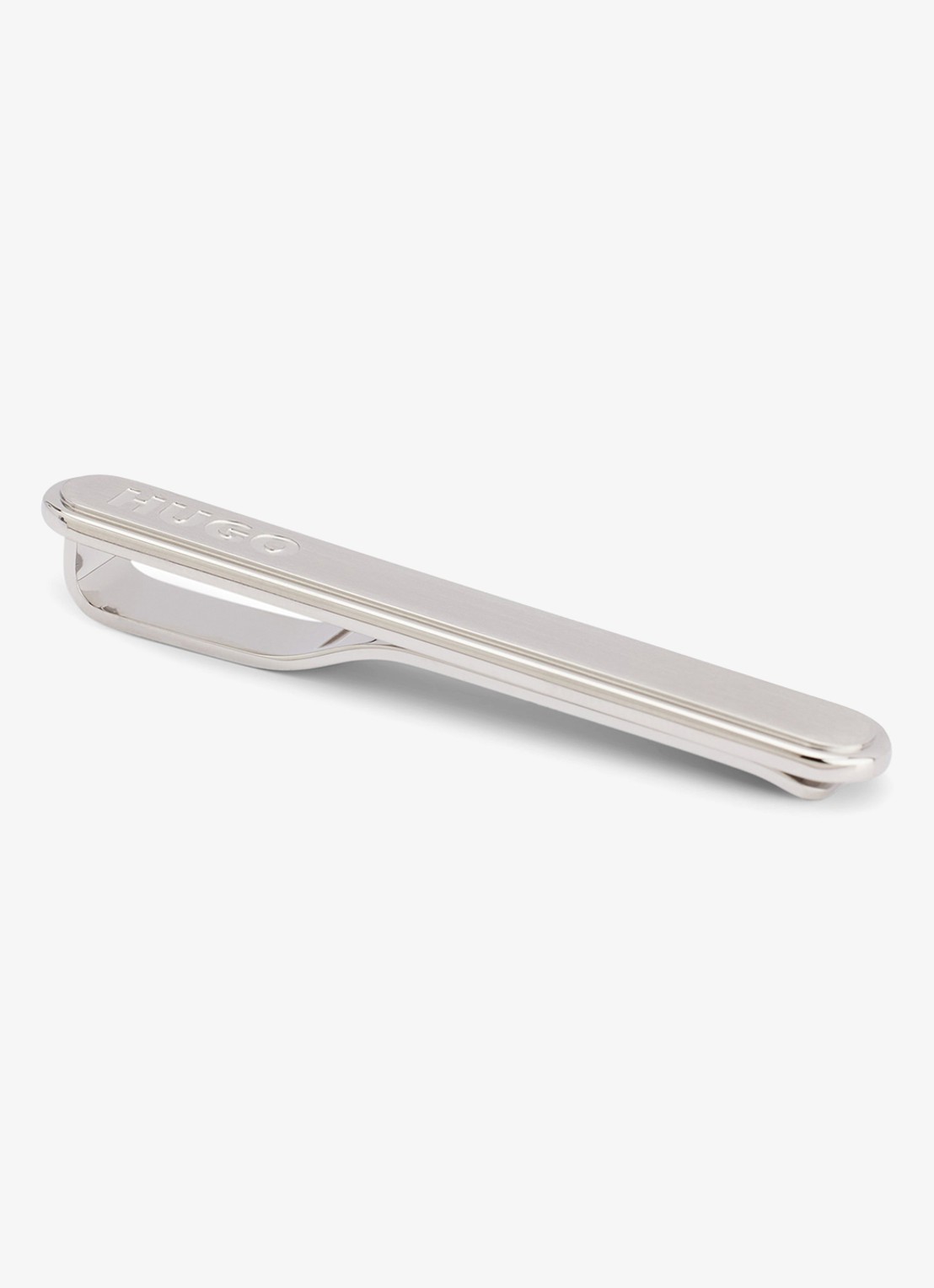 HUGO E-Classic dasspeld met logo - voorkant 3 zilver