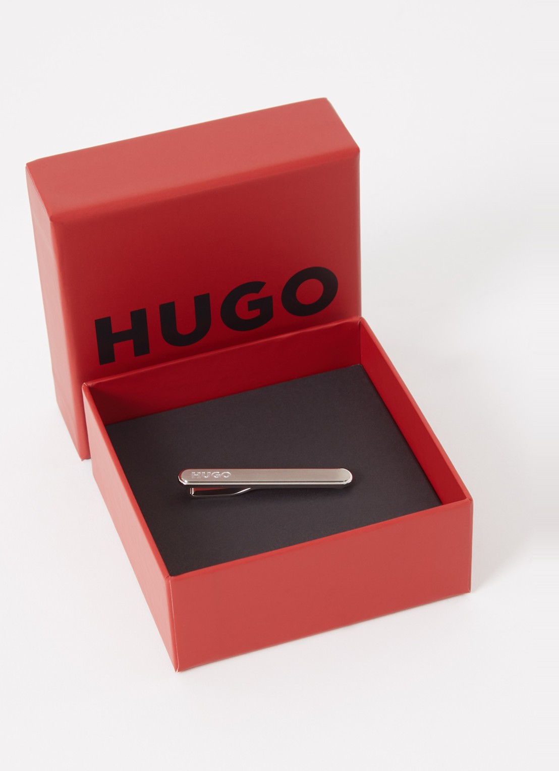 HUGO E-Classic dasspeld met logo - voorkant 4 zilver
