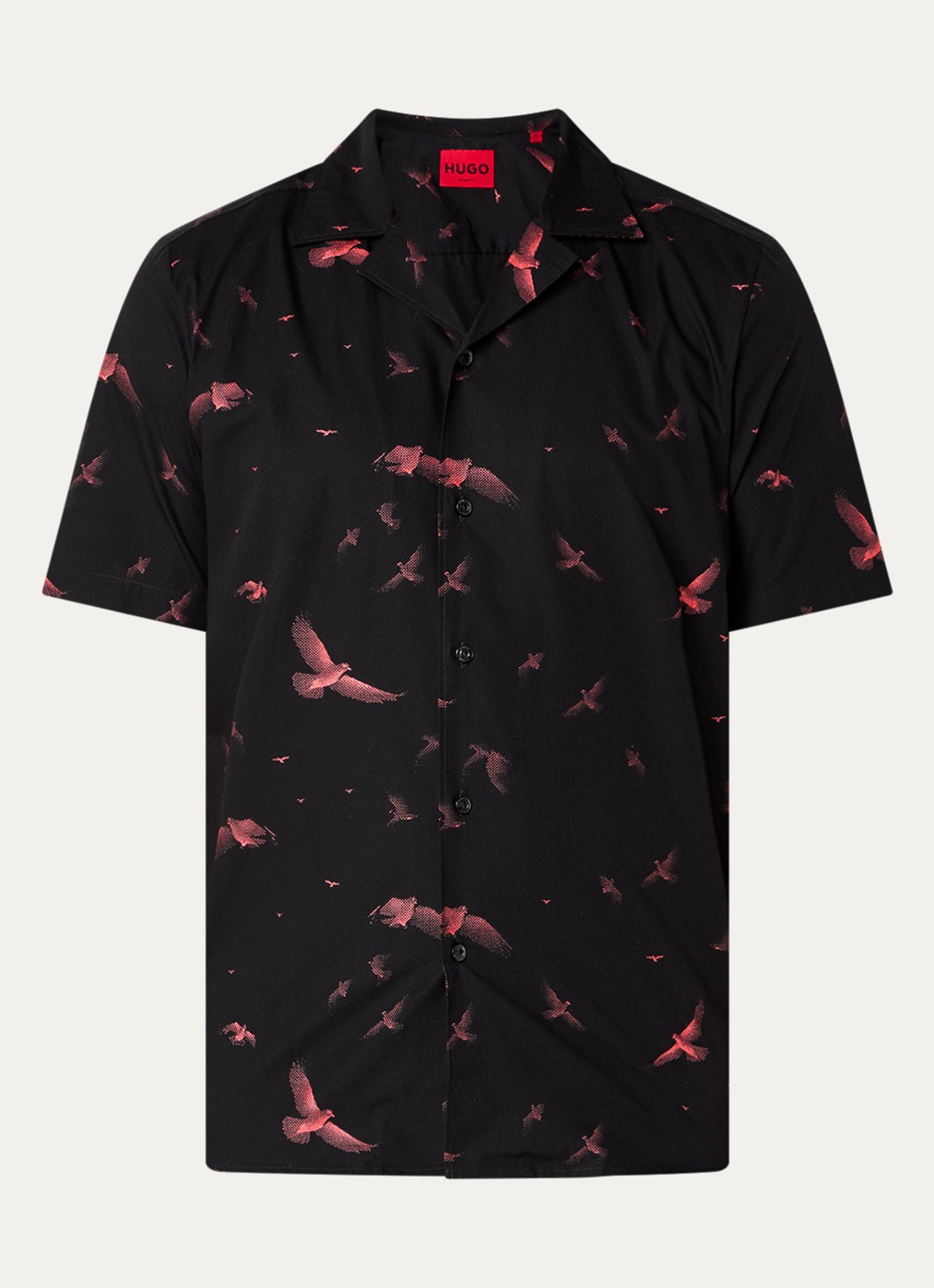HUGO Ellino regular fit overhemd met print - voorkant 2 zwart