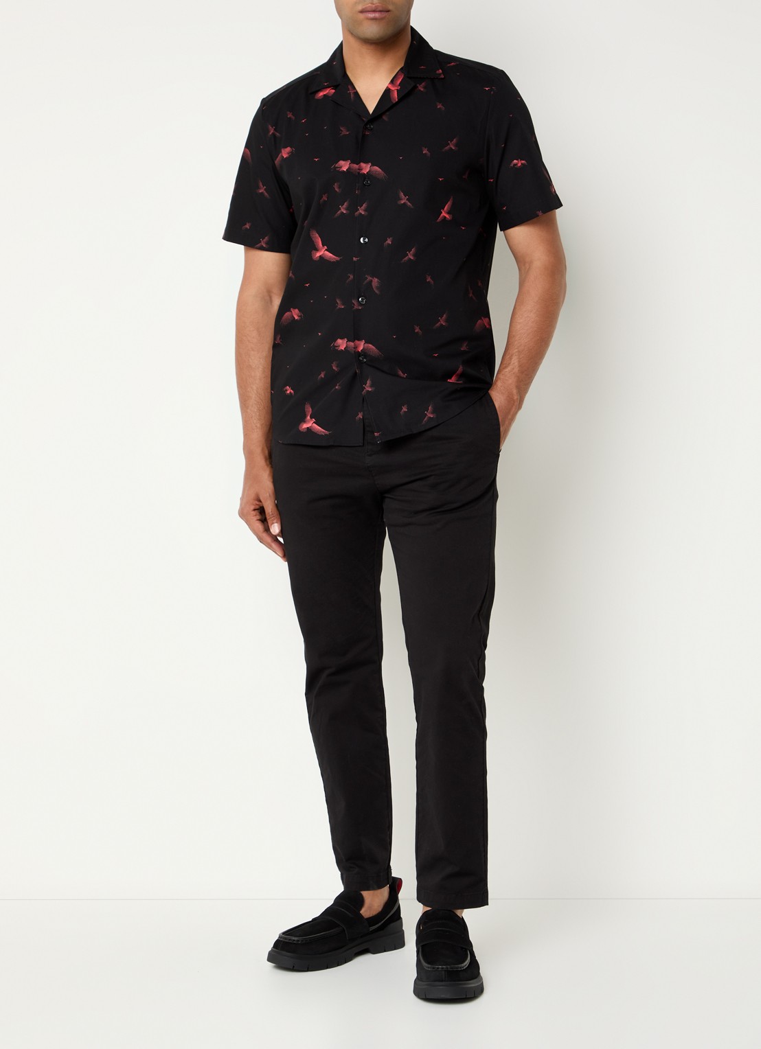 HUGO Ellino regular fit overhemd met print - voorkant 3 zwart