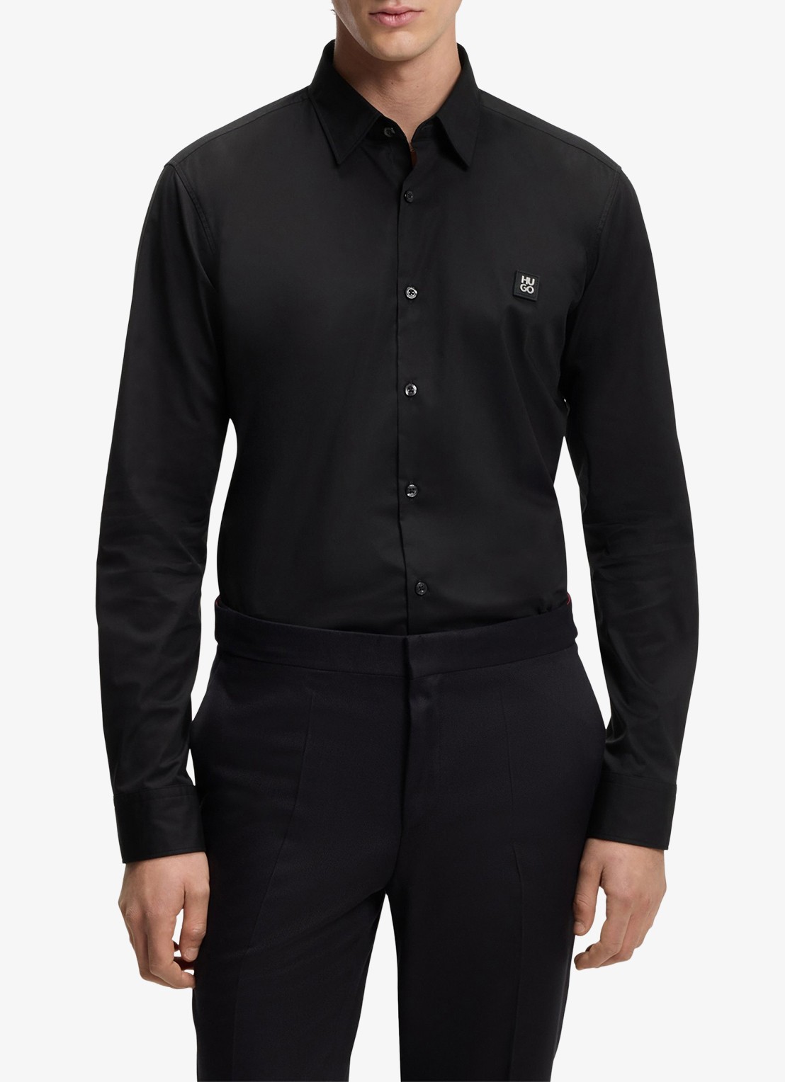 HUGO Ermo regular fit overhemd met logo - detail 6 zwart