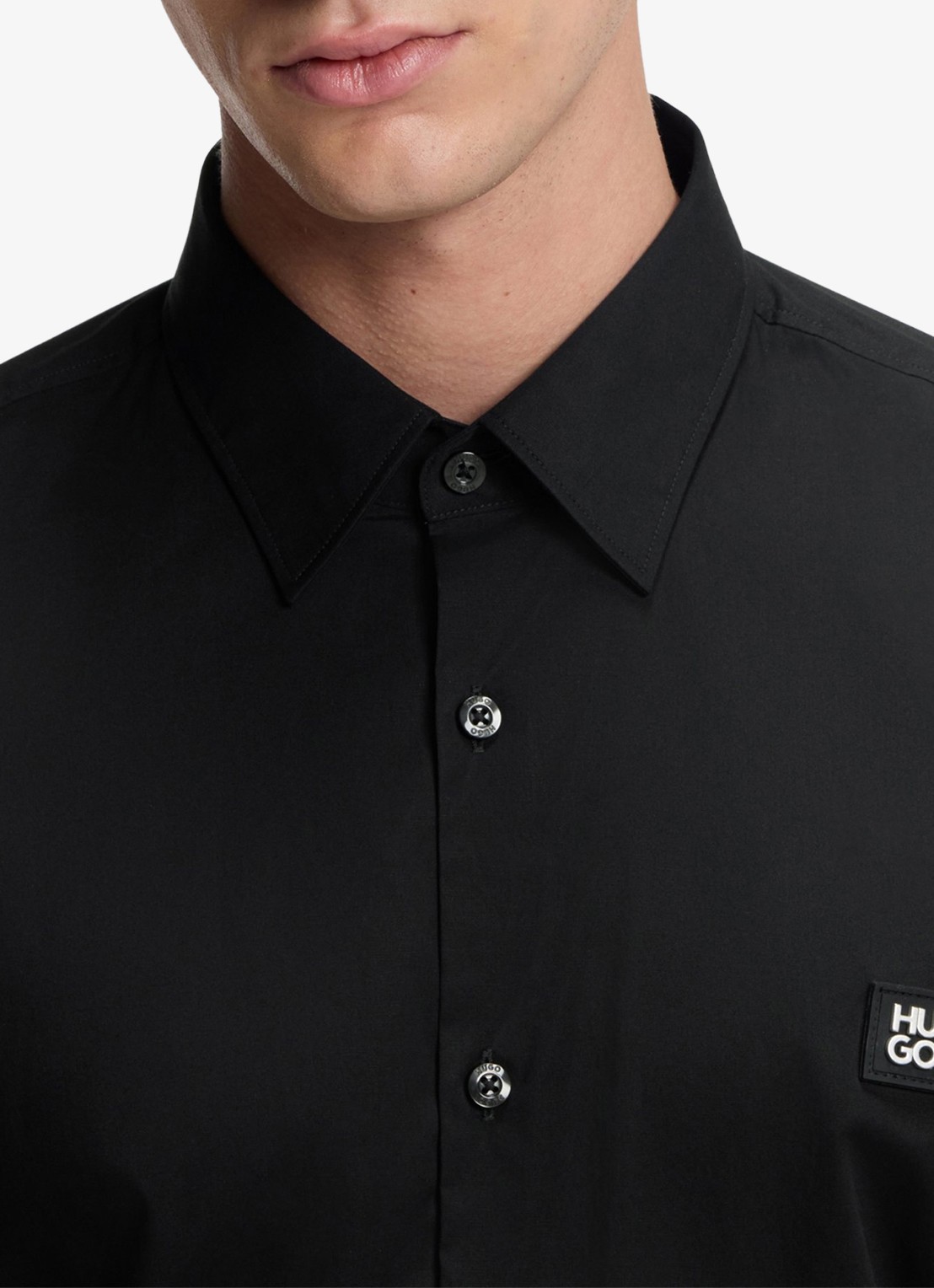 HUGO Ermo regular fit overhemd met logo - detail 8 zwart