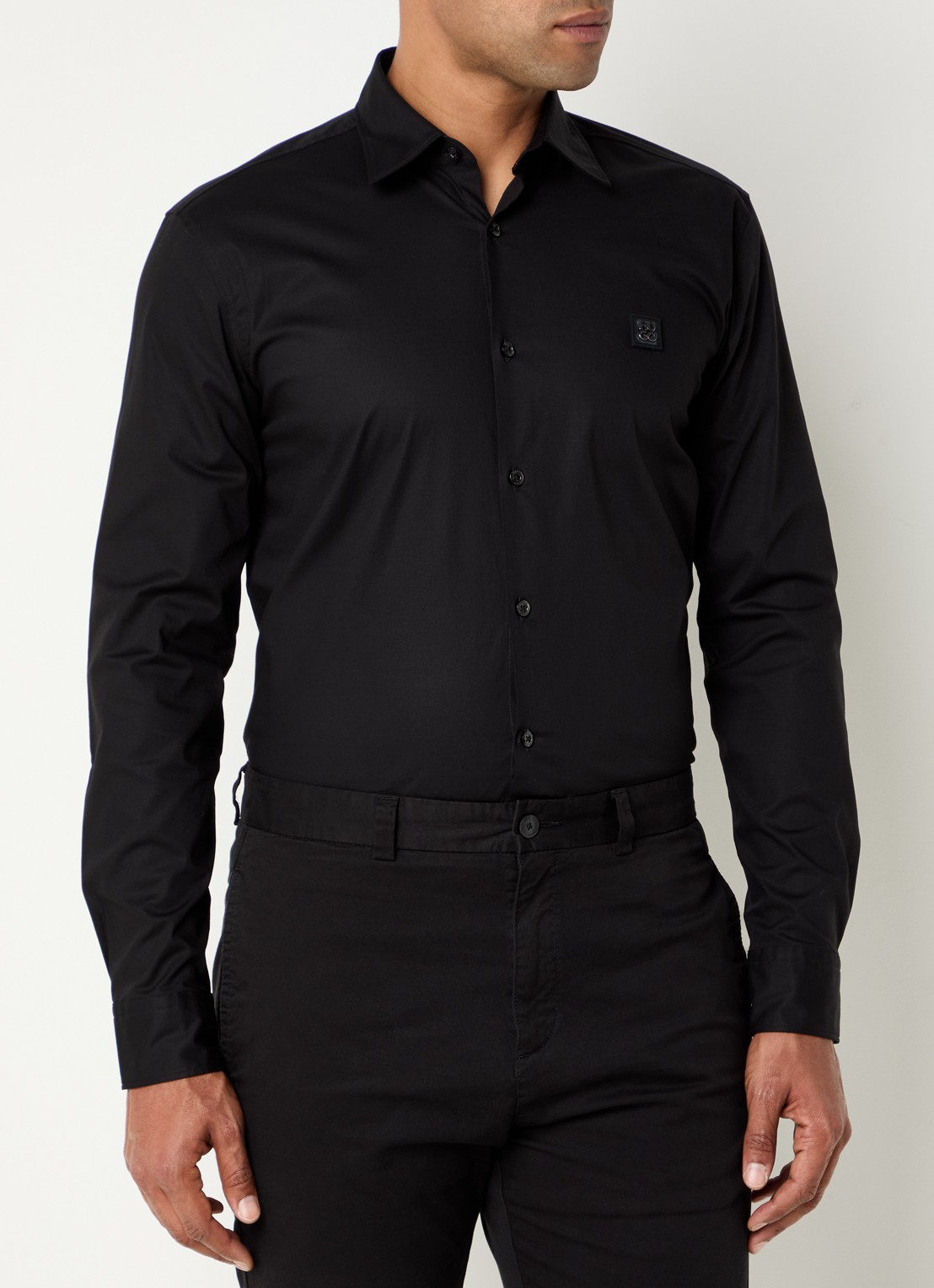 HUGO Ermo regular fit overhemd met logo - detail 9 zwart