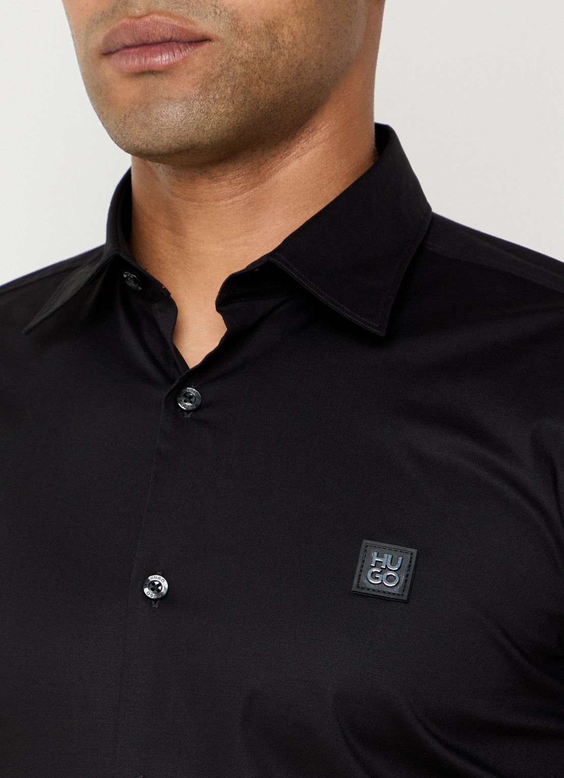 HUGO Ermo regular fit overhemd met logo - detail 10 zwart