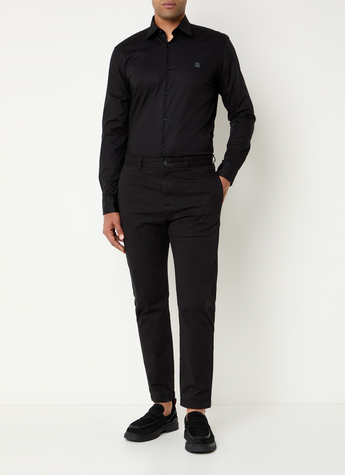 HUGO Ermo regular fit overhemd met logo - voorkant 3 zwart