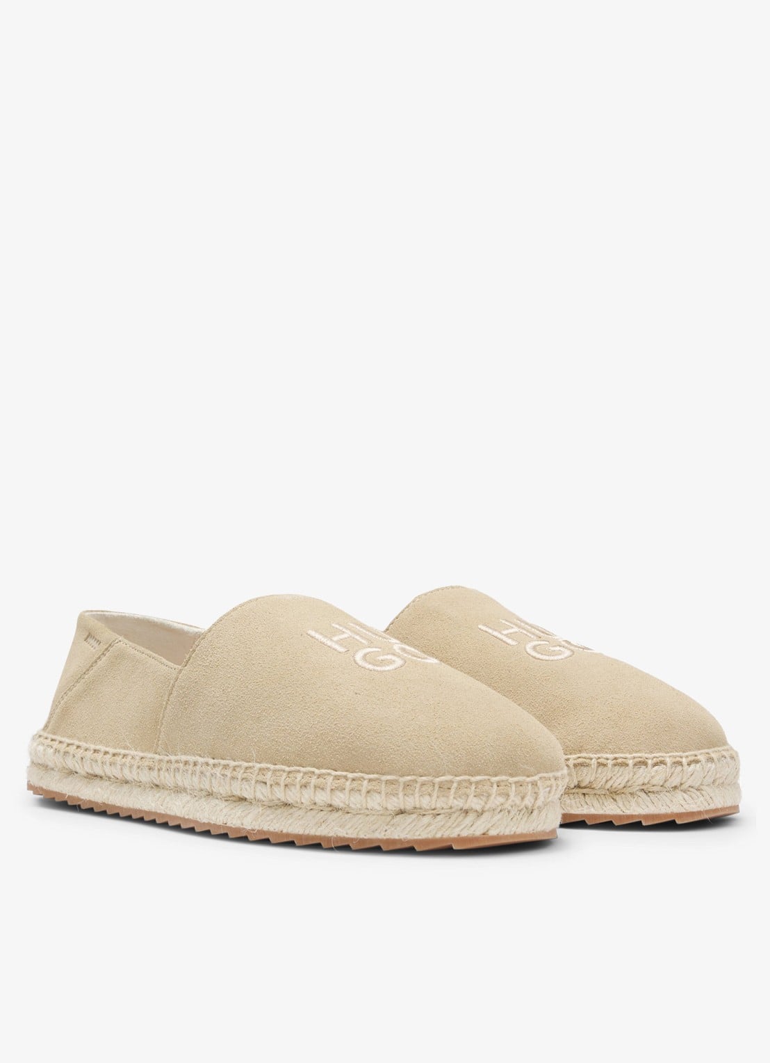 HUGO Espadrilles van suède met logo - voorkant 5 open beige-294 / beige