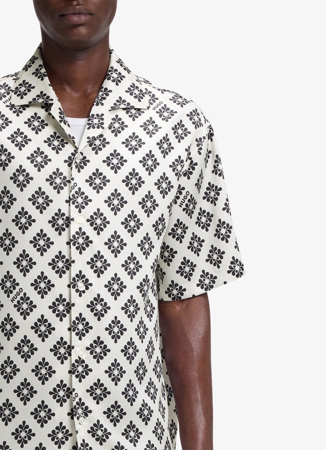 HUGO Espino oversized fit overhemd met grafische print - detail 6 natural-102 / wit