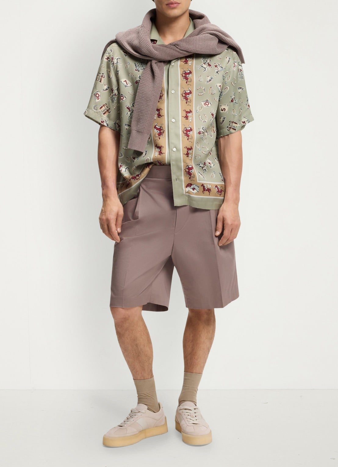 HUGO Espino oversized fit overhemd met grafische print - voorkant 3 light/pastel green-337 / groen