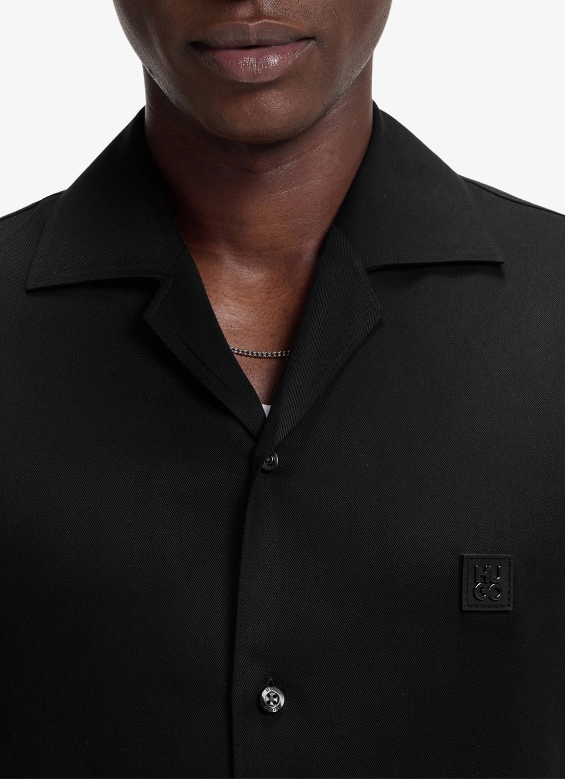 HUGO Espino oversized fit overhemd van lyocell - detail 5 black-001 / zwart