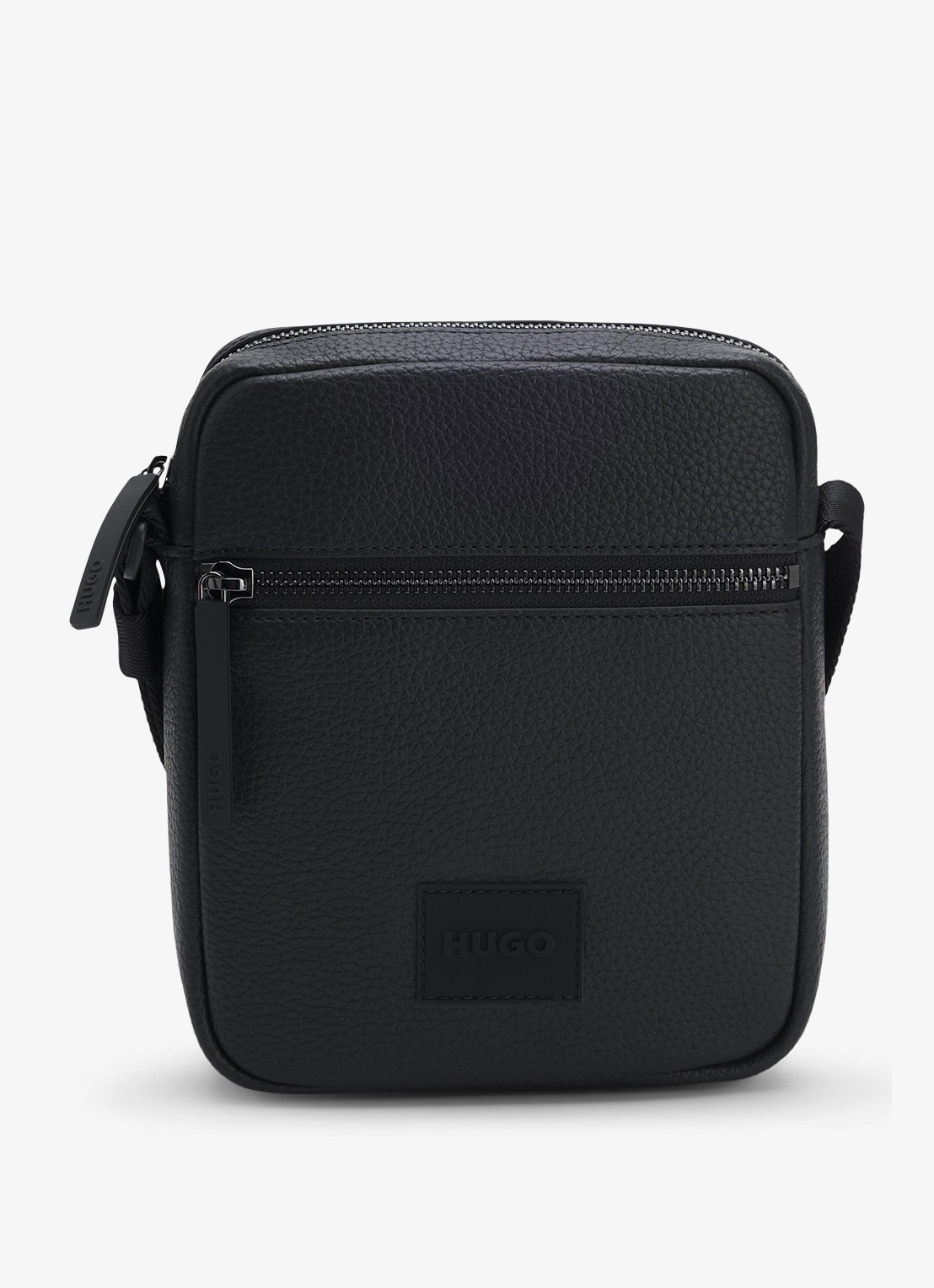 HUGO Ethon crossbodytas met logo en verstelbare schouderriem - voorkant black-002 / zwart