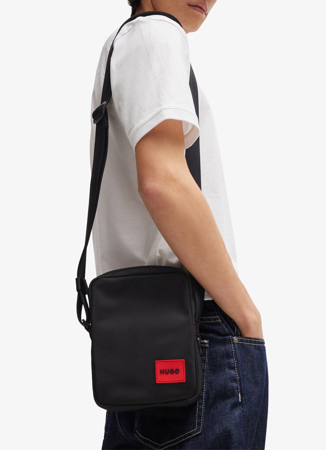 HUGO Ethon crossbodytas met logo - voorkant 6 zwart