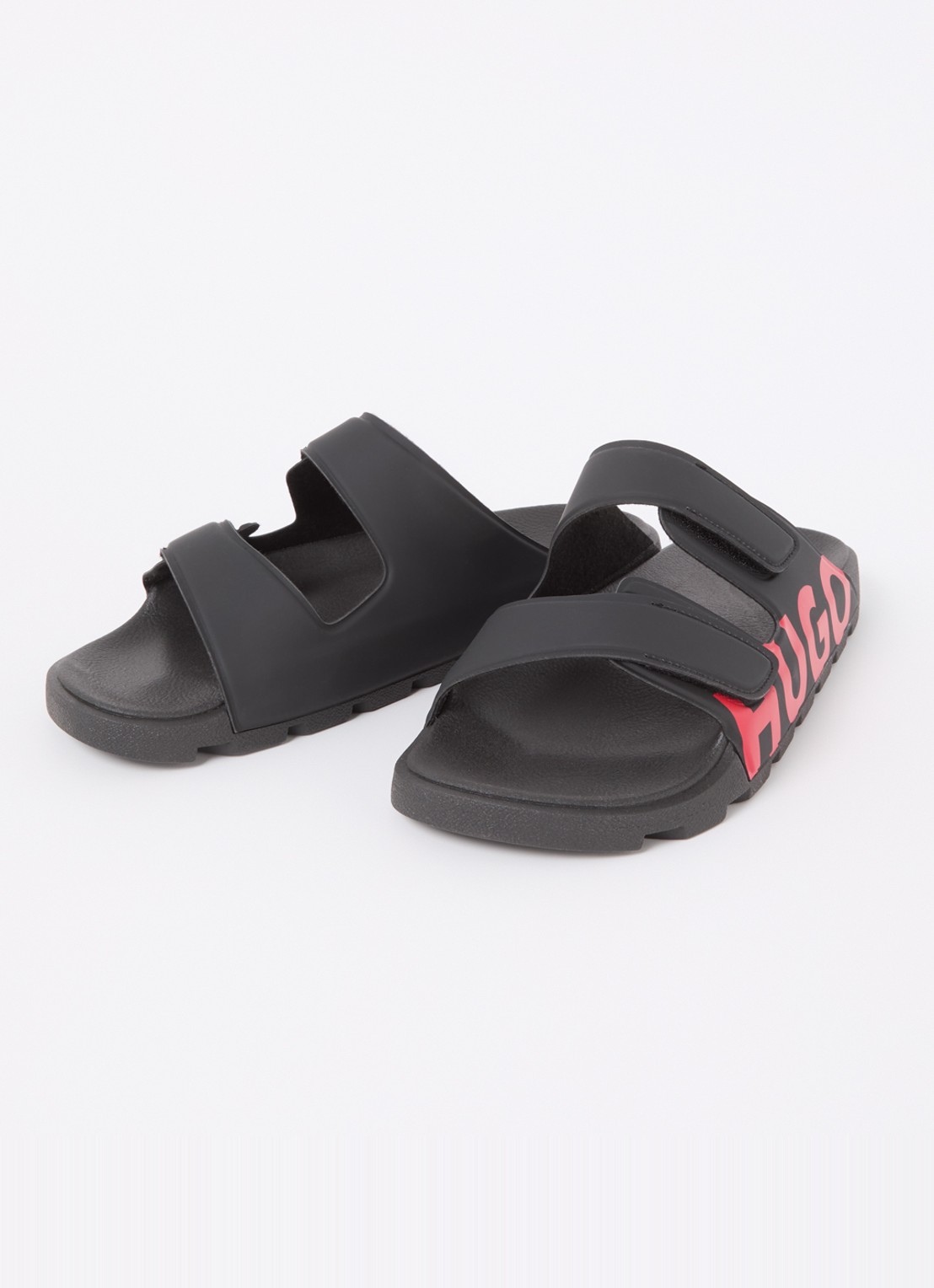 HUGO Evander slipper met logo - detail 4 black-002 / zwart